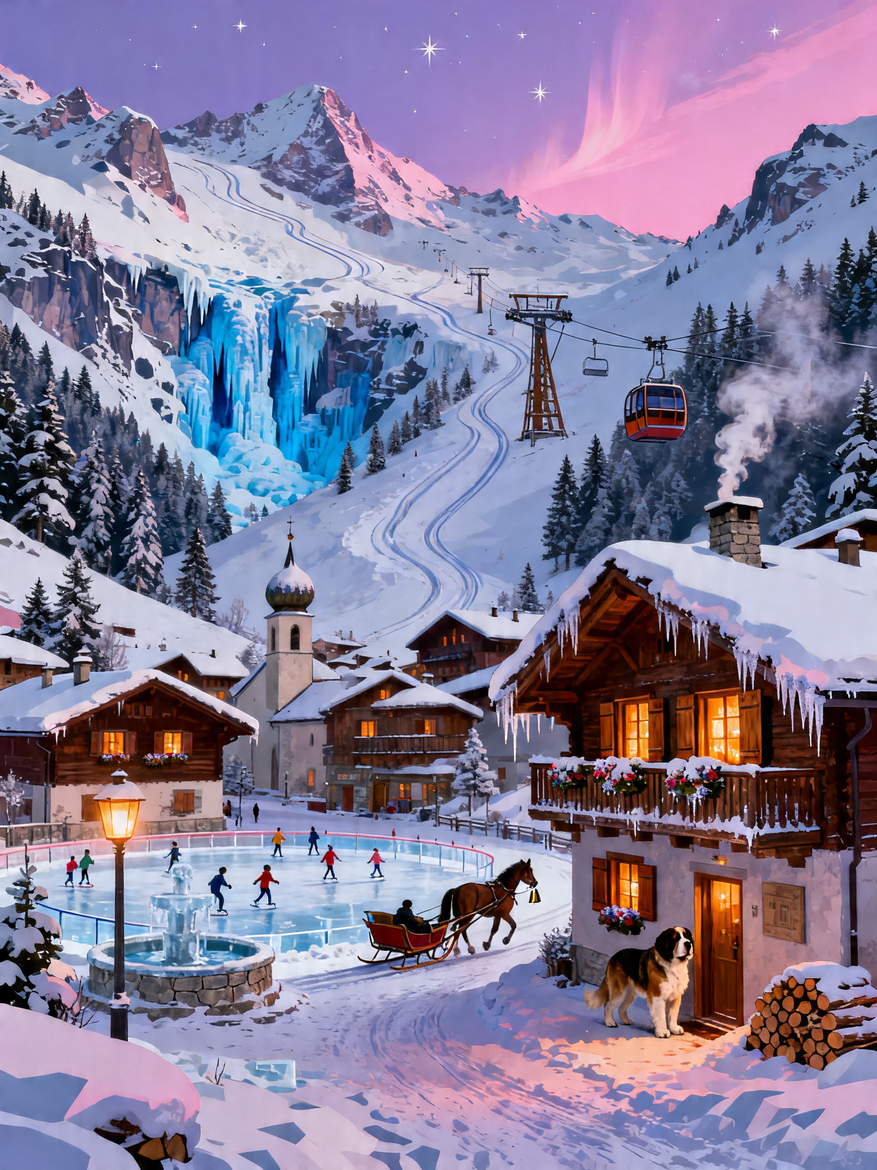 Alpine Skating Village painting