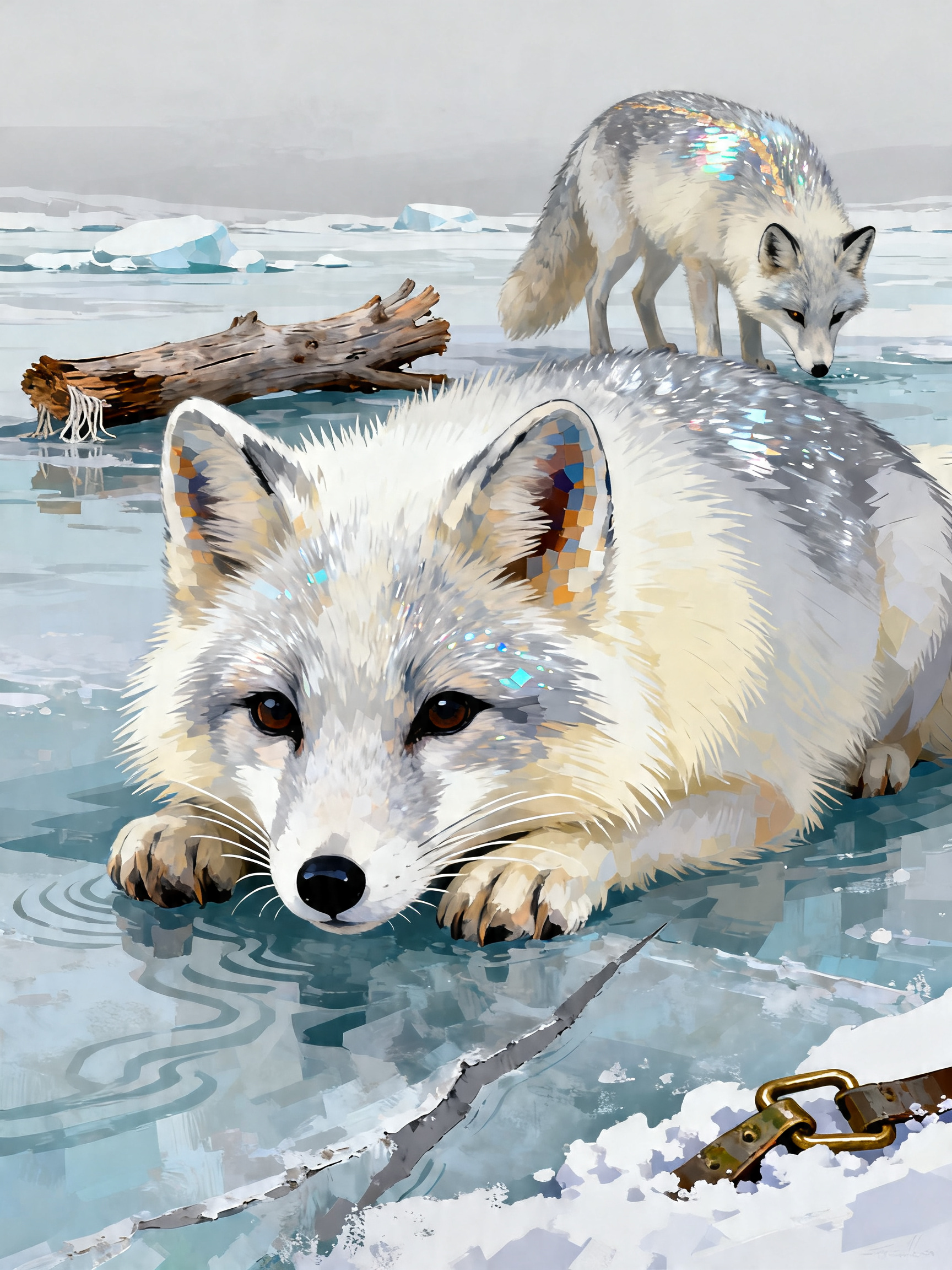 Arctic Fox Pair painting