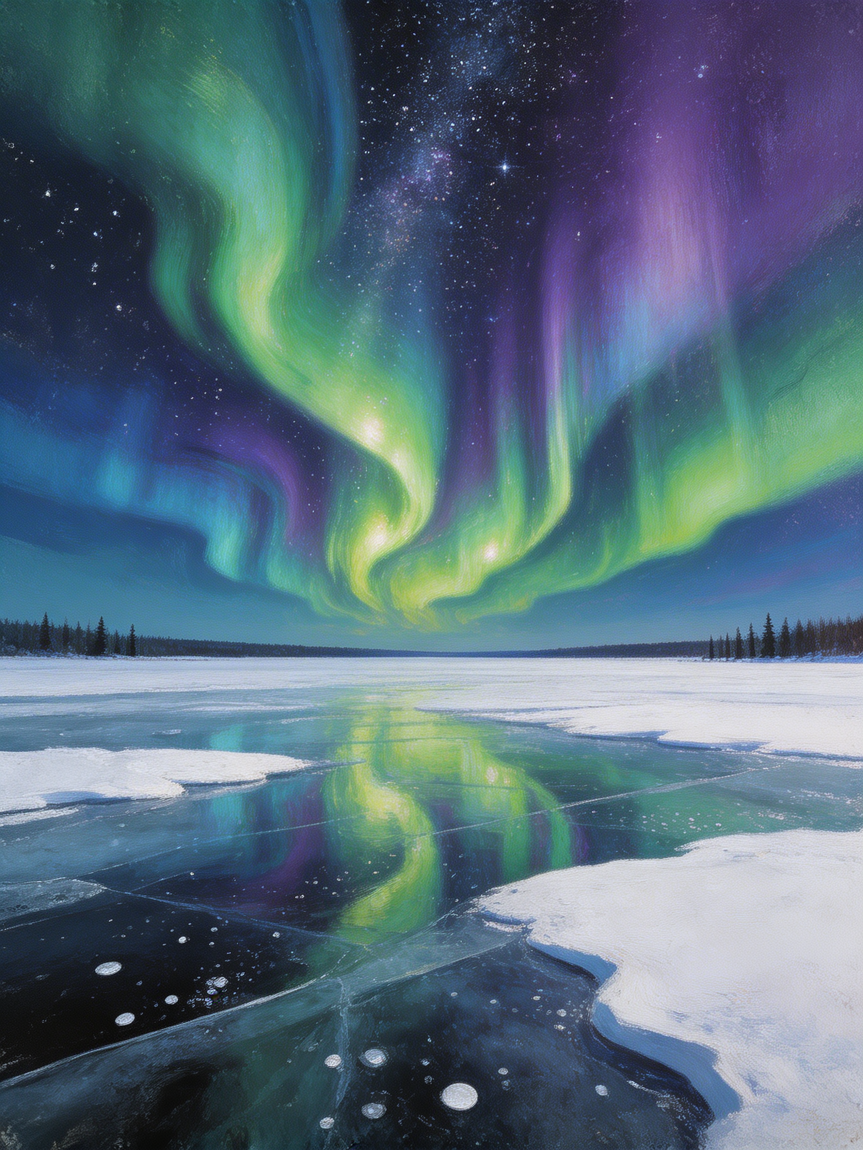 Aurora Borealis Ice Lake
