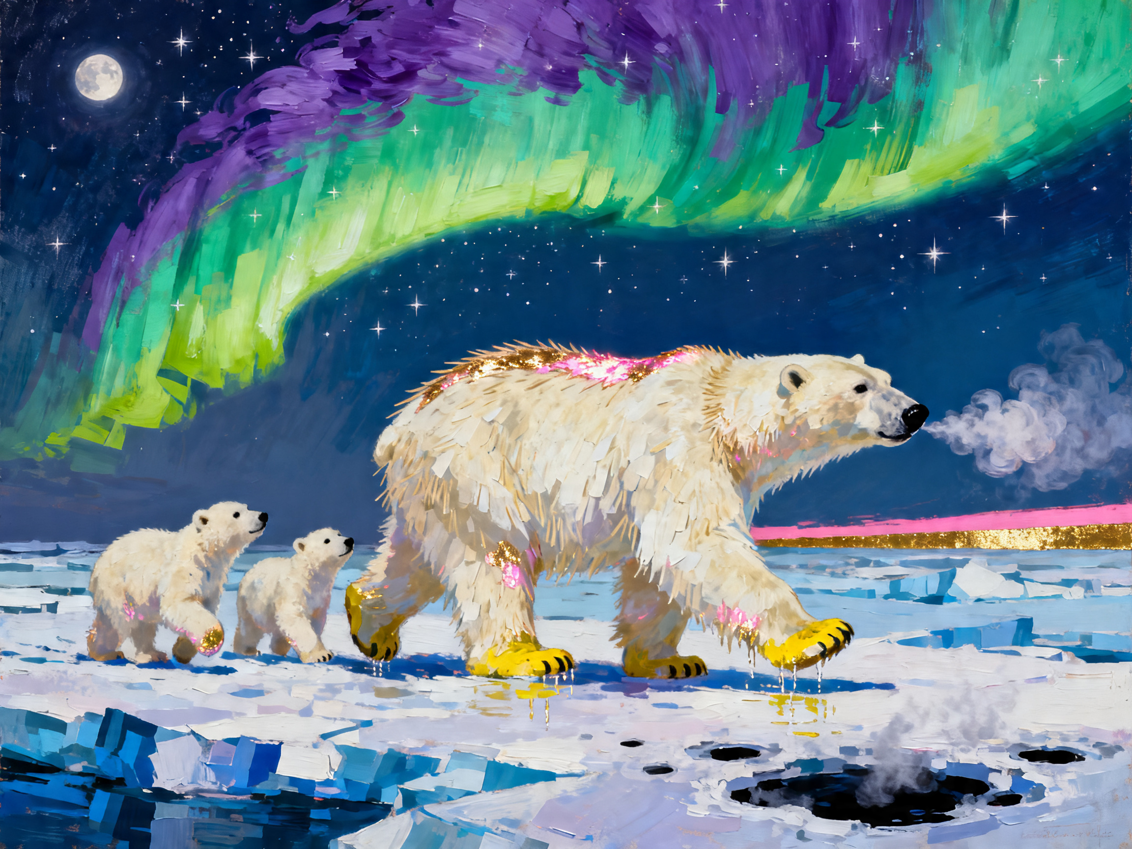 Aurora Bear Family painting