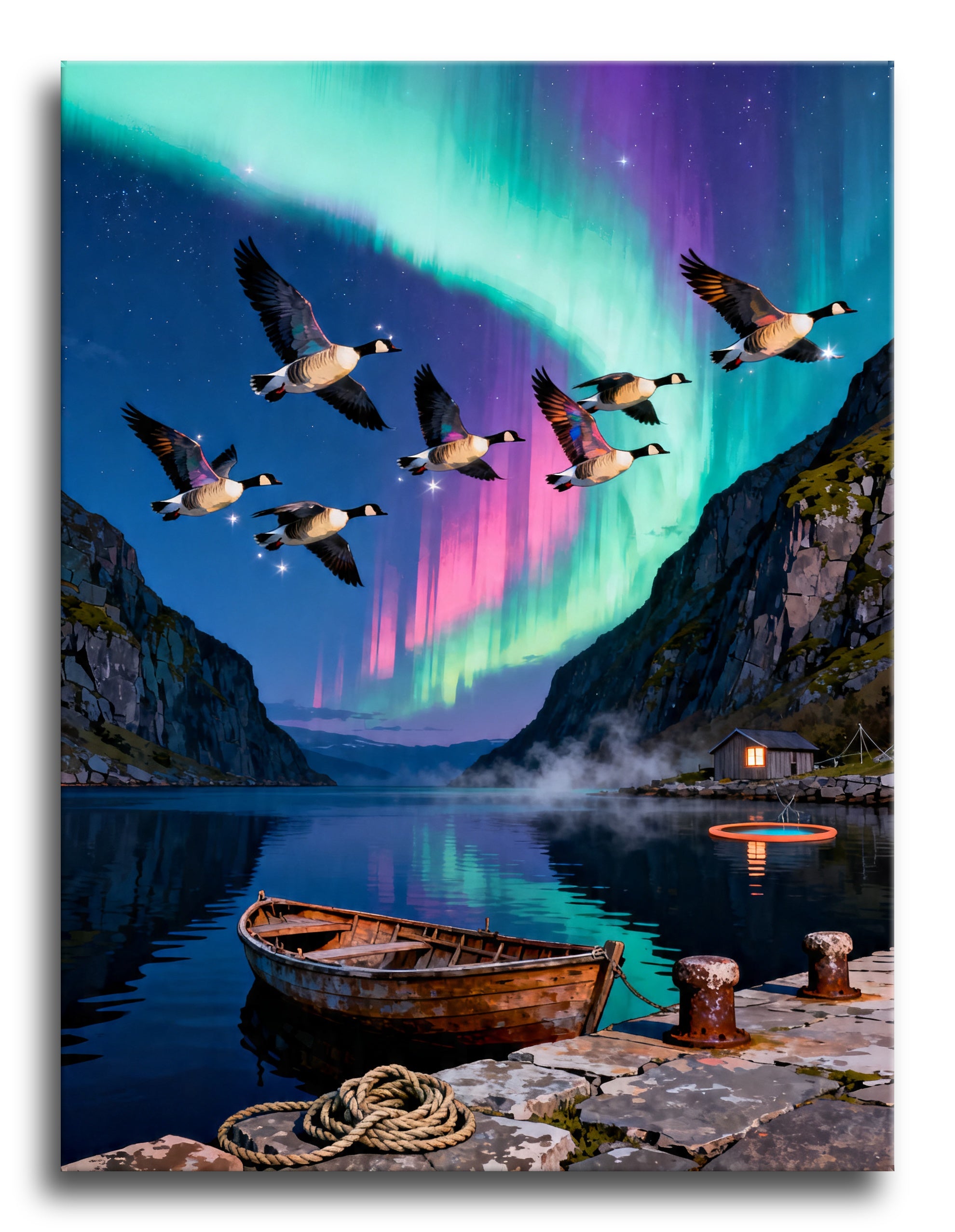 Aurora Geese Fjord framed preview