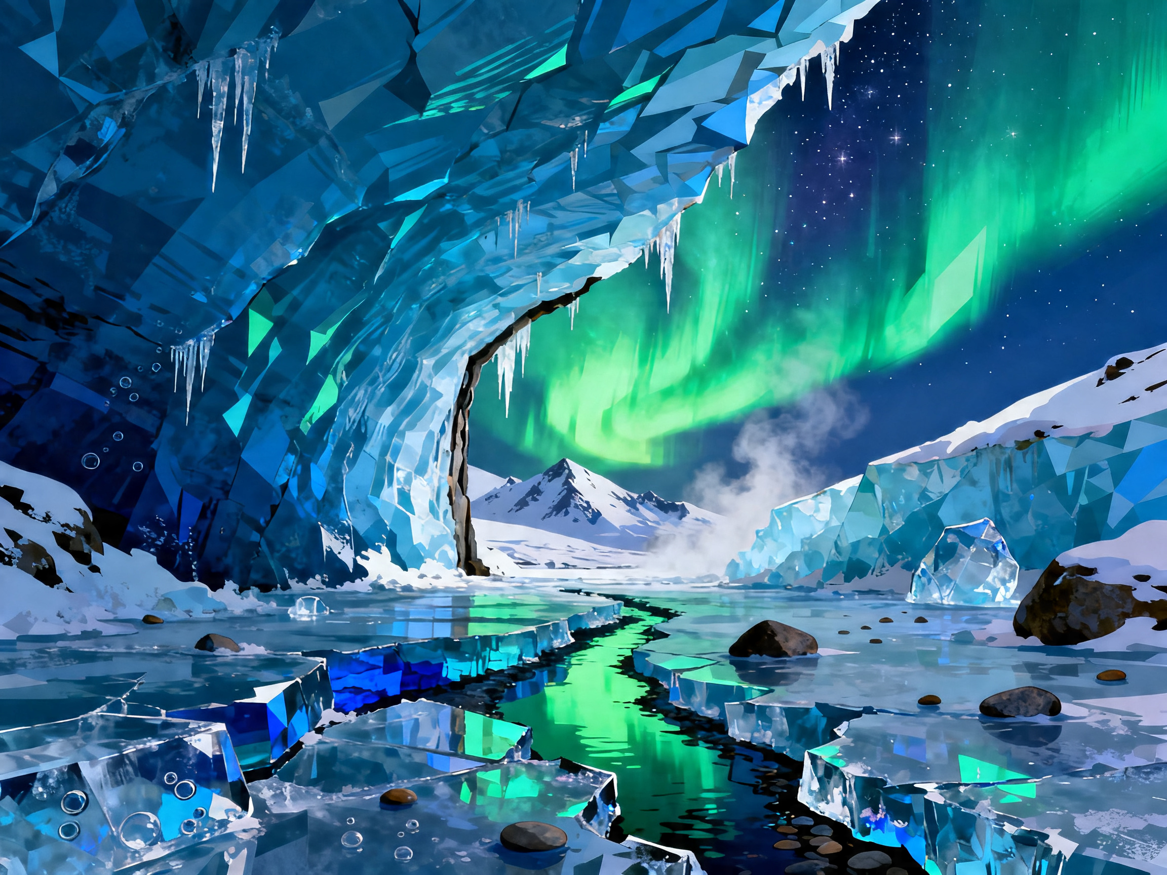 Aurora Ice Cave painting