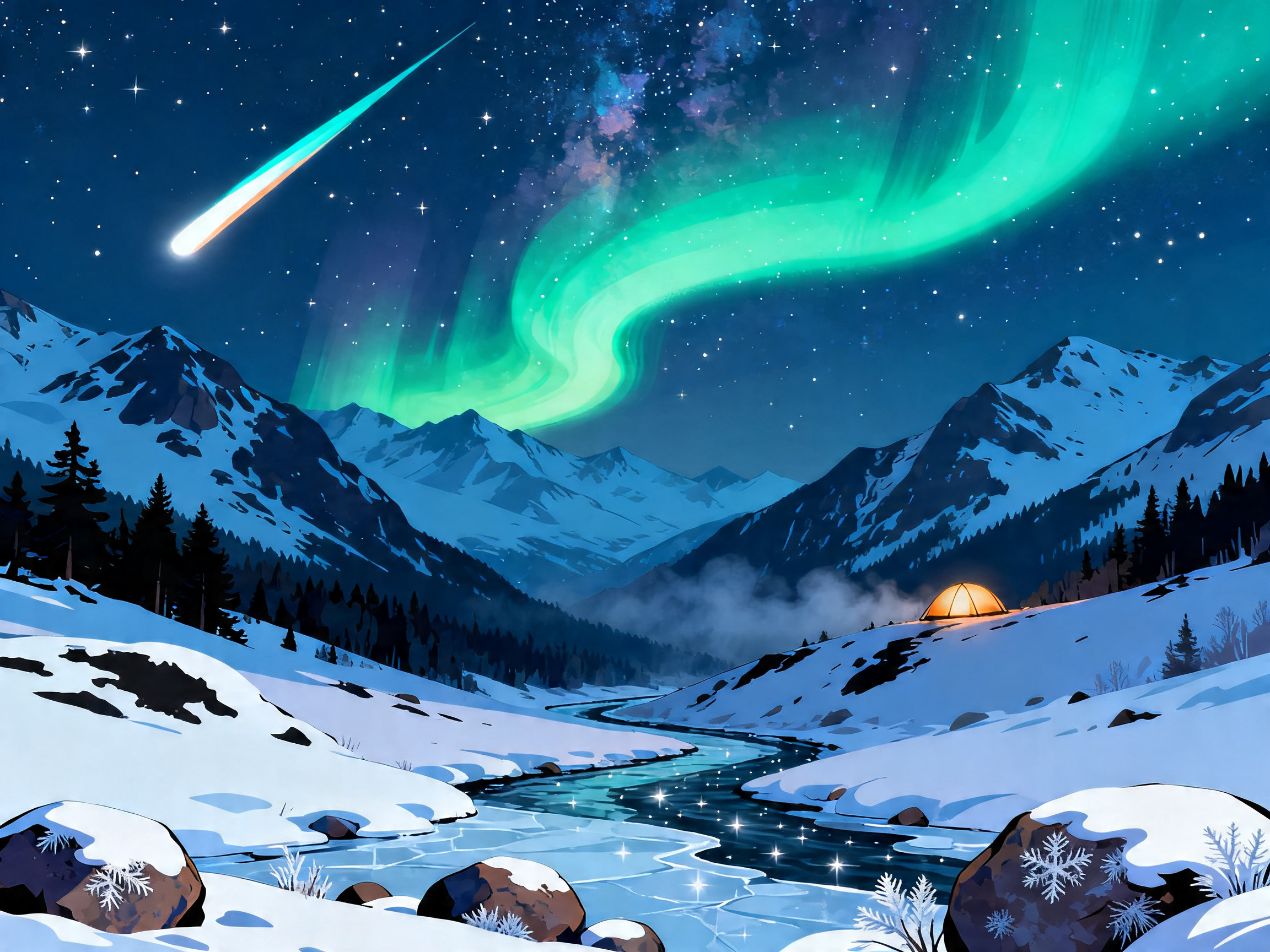Aurora Meteor Tent painting