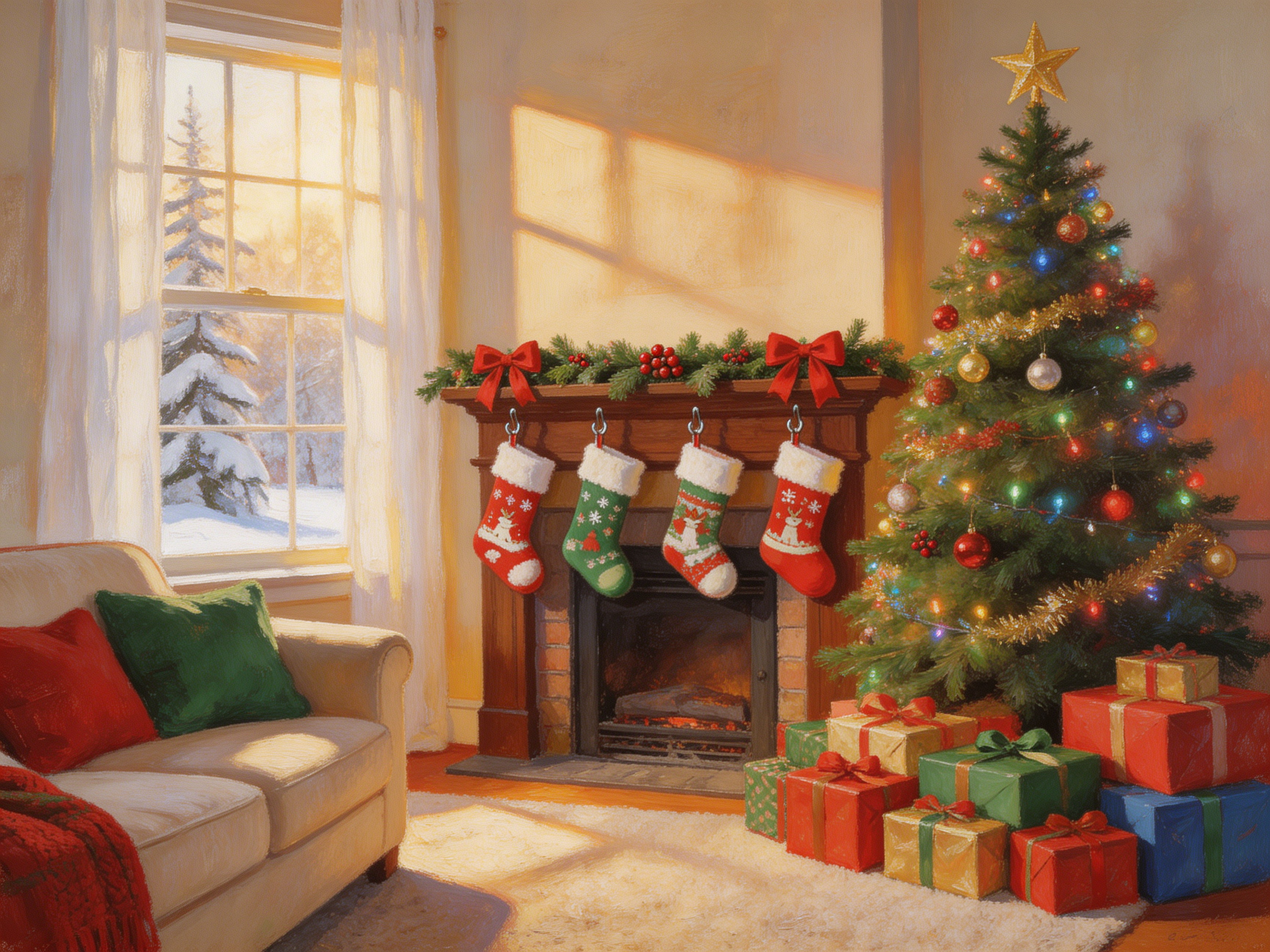 Cabin Christmas Morning