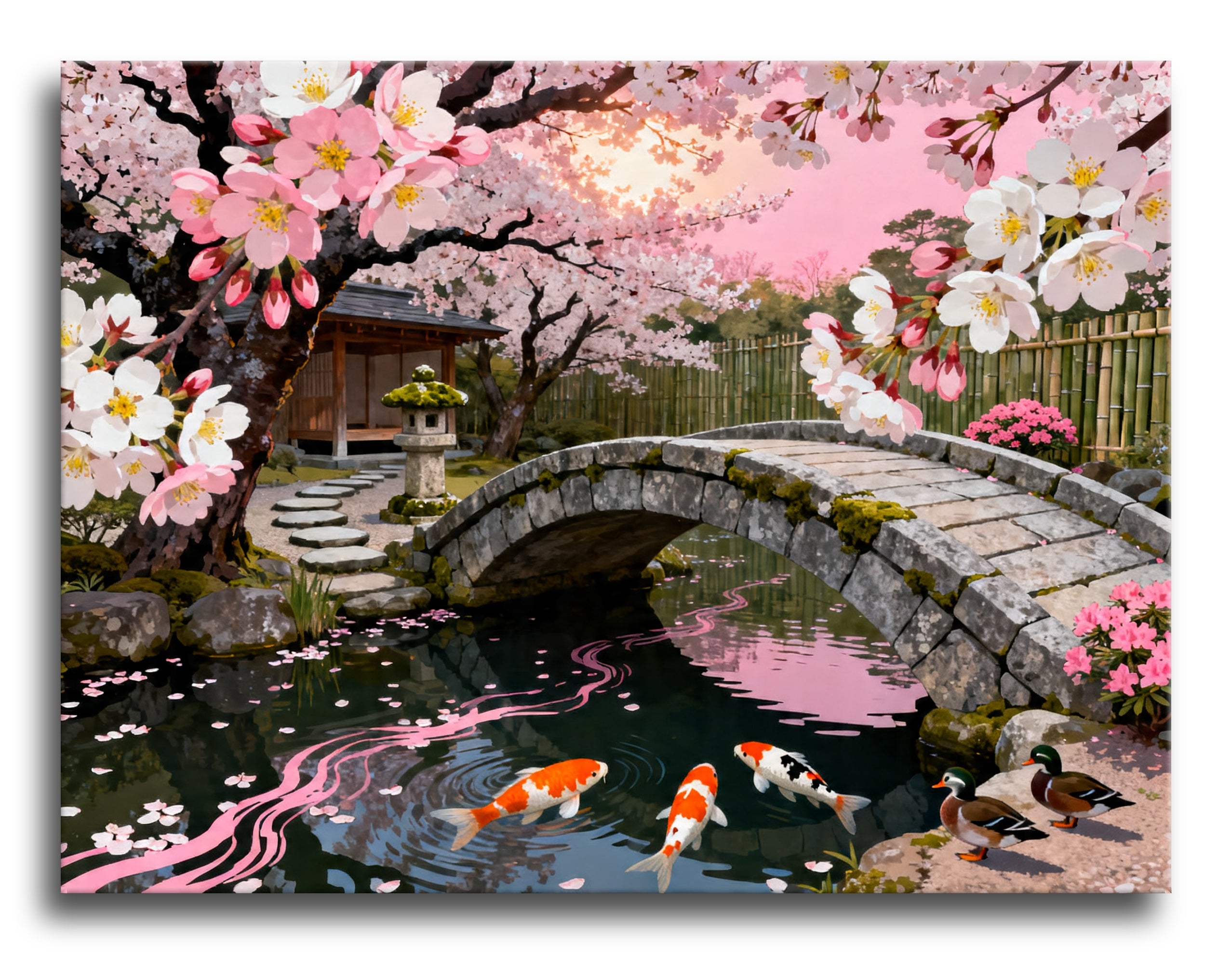 Cherry Koi Bridge framed preview