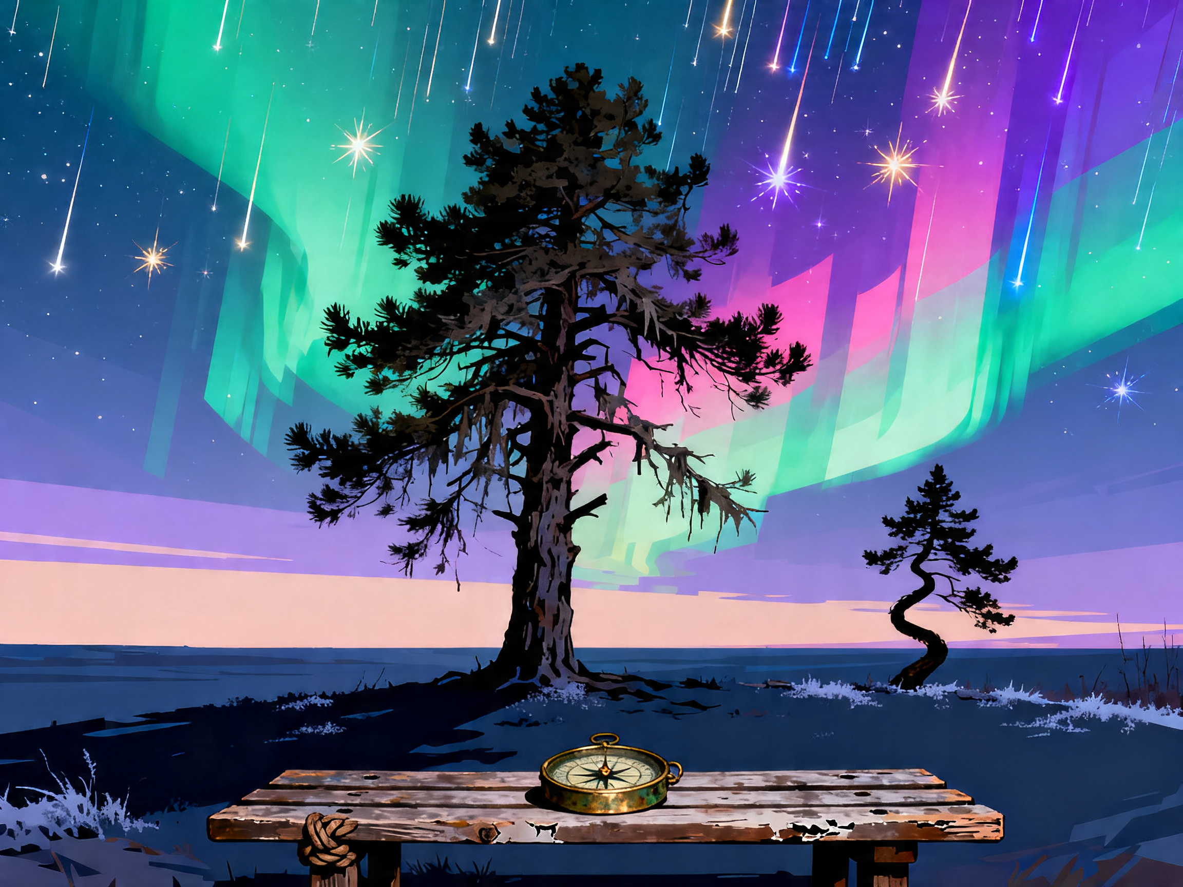 Compass Aurora Shore painting