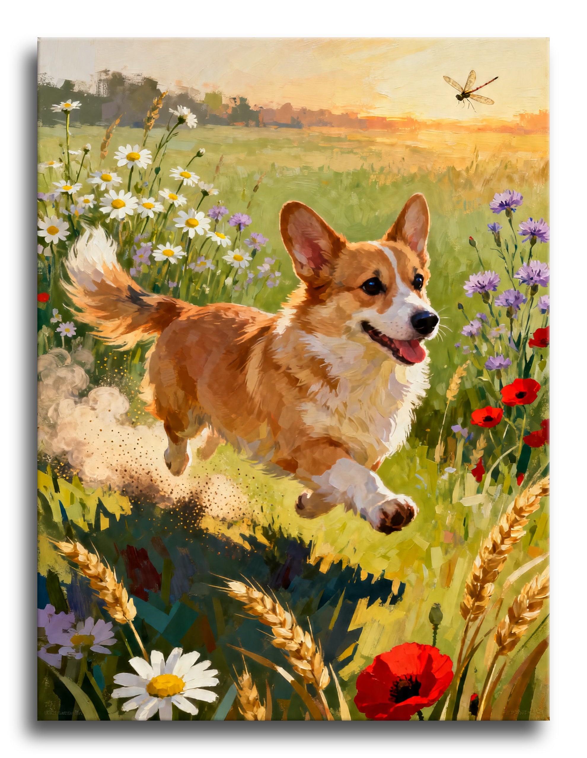 Corgi Wildflower Run framed preview