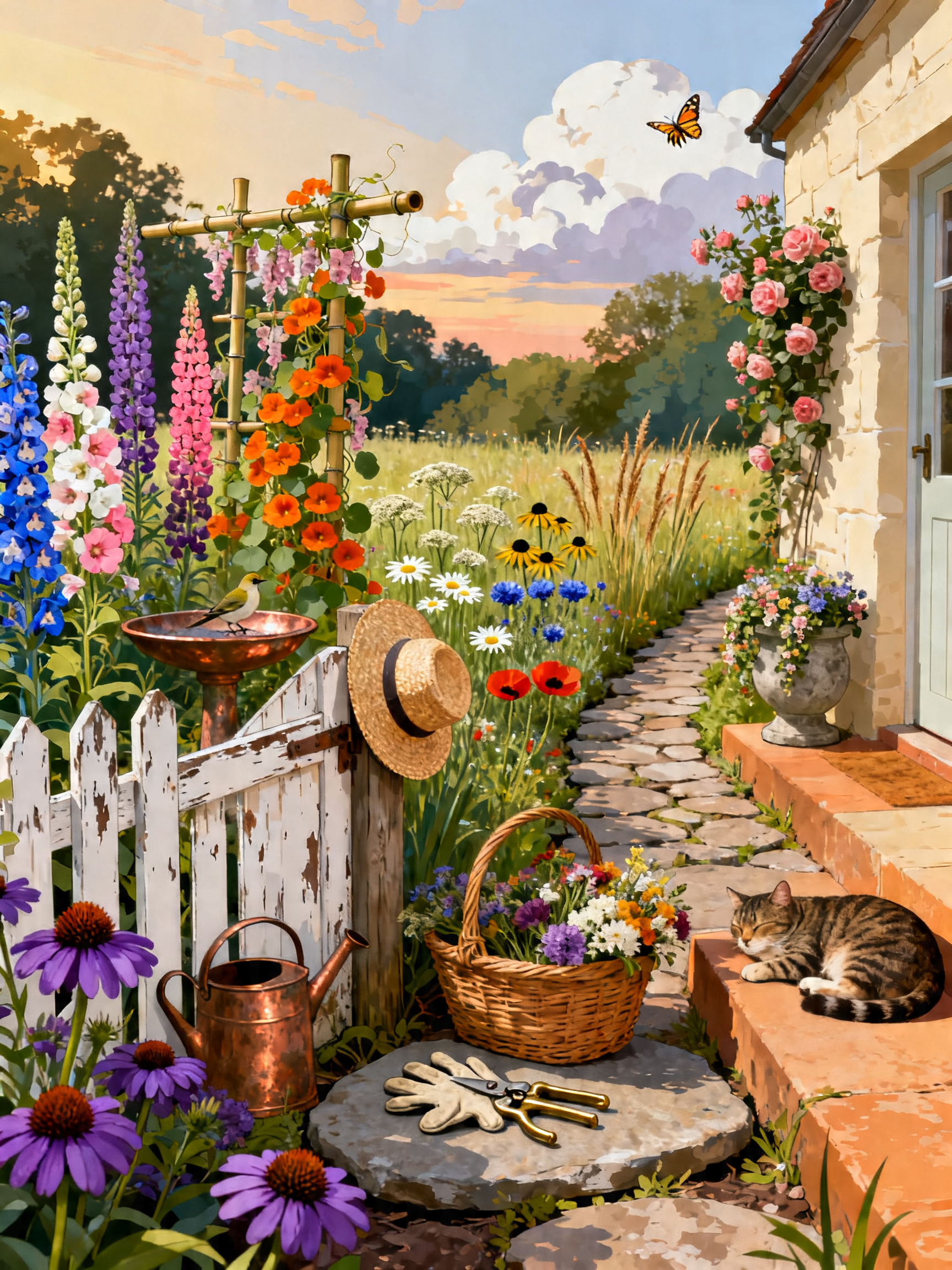 Cottage Garden Wildflowers painting