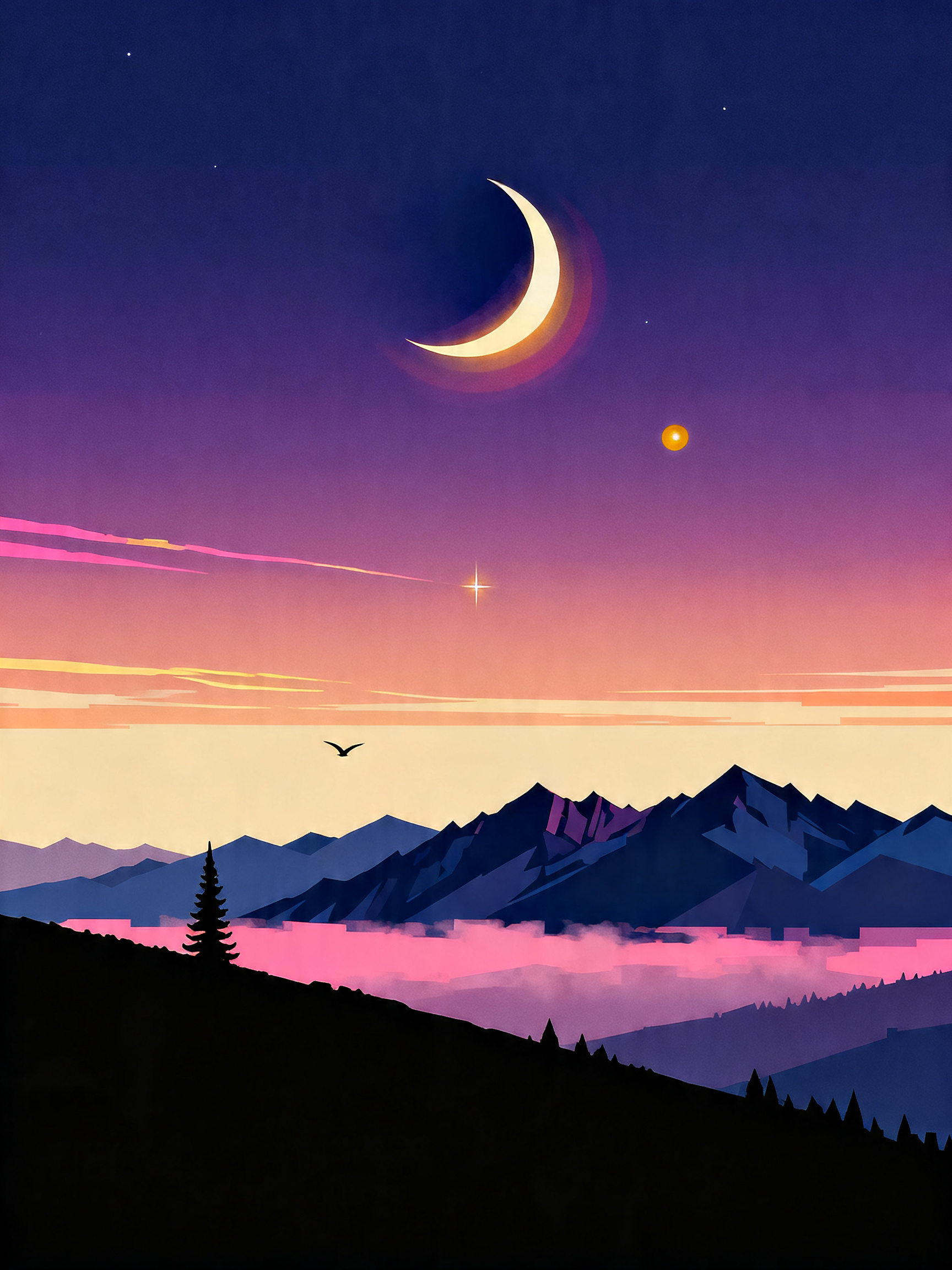 Crescent Morning Valley painting