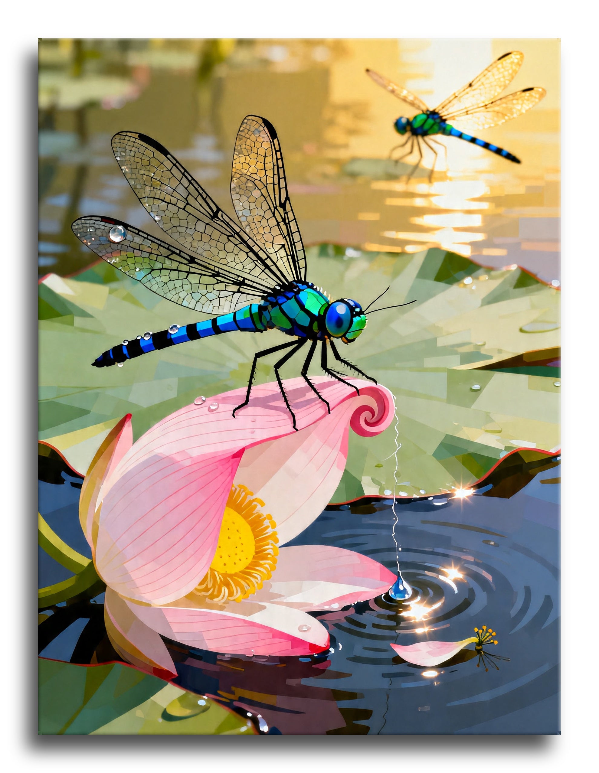 Dragonfly Lotus Drop framed preview