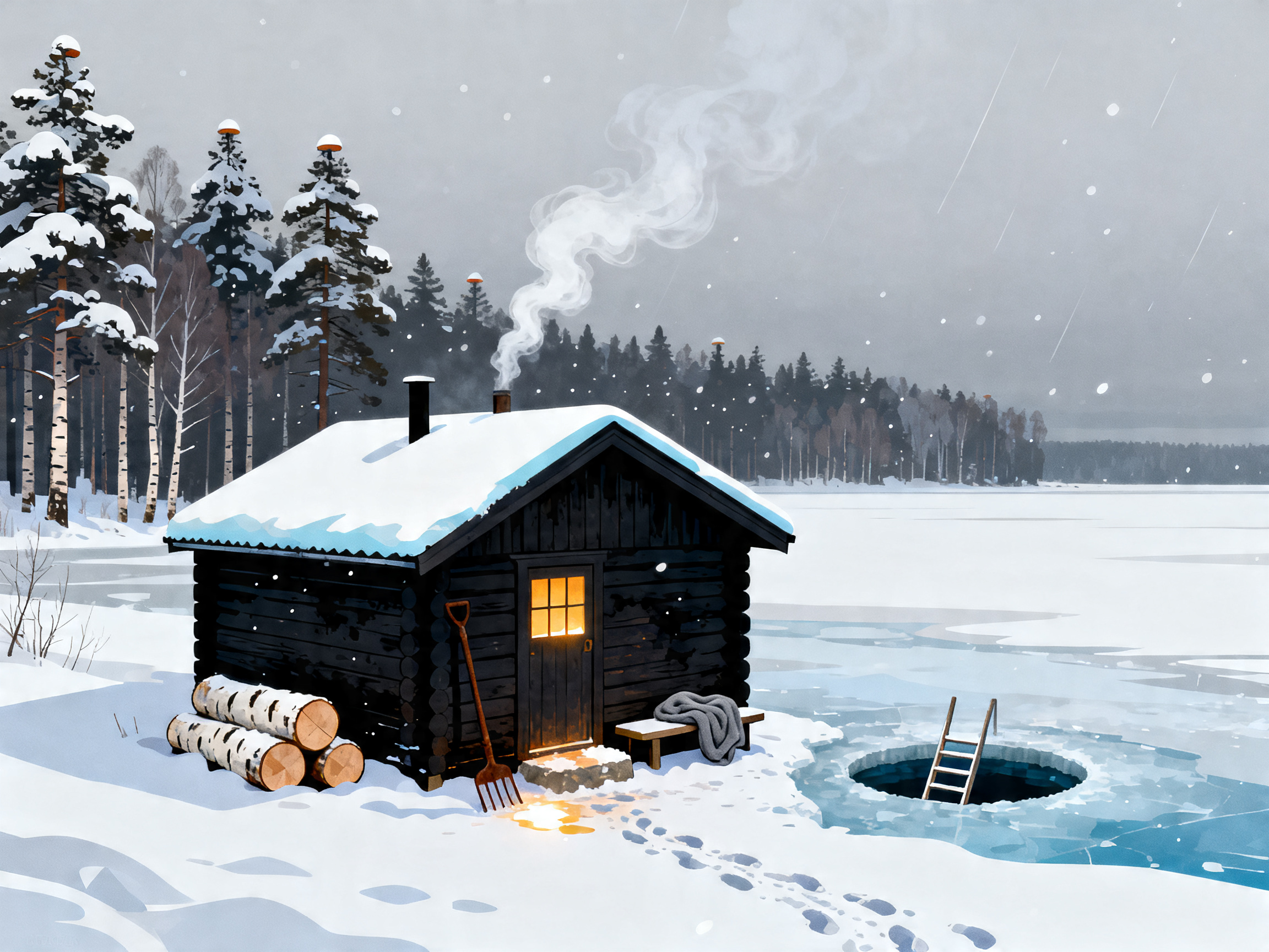 Finnish Ice Sauna painting