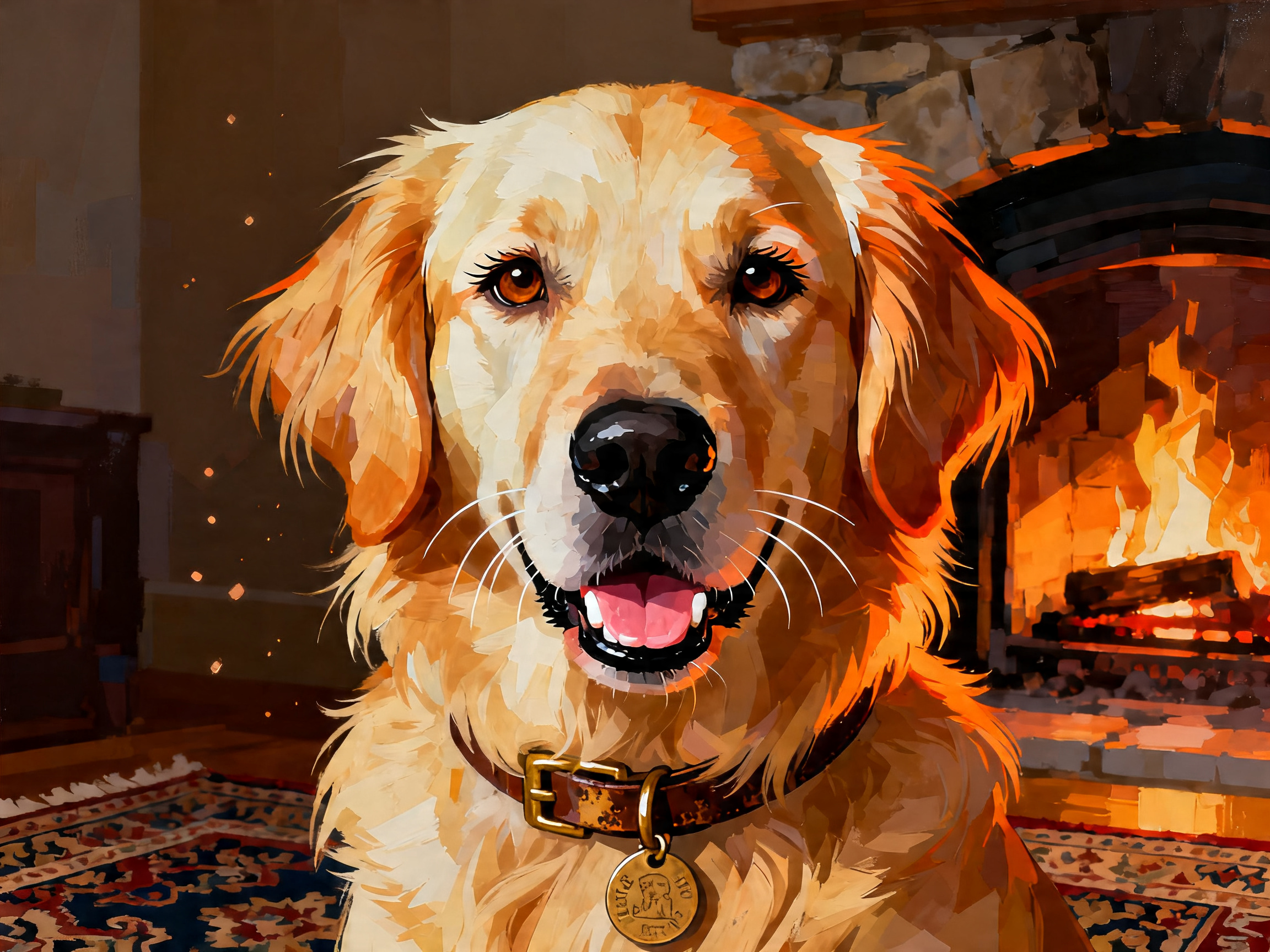 Fireside Golden painting