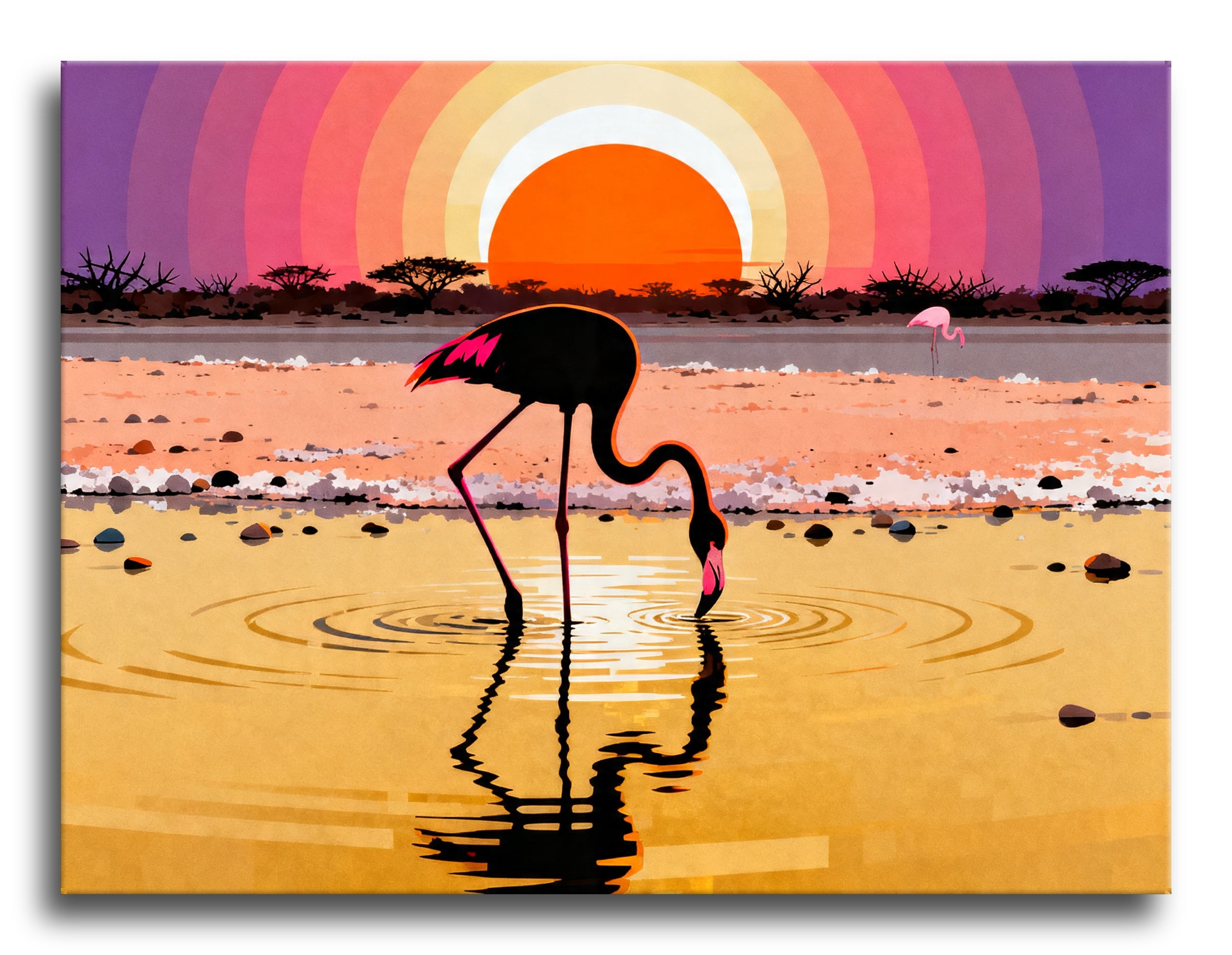 Flamingo Sunset Pond framed preview