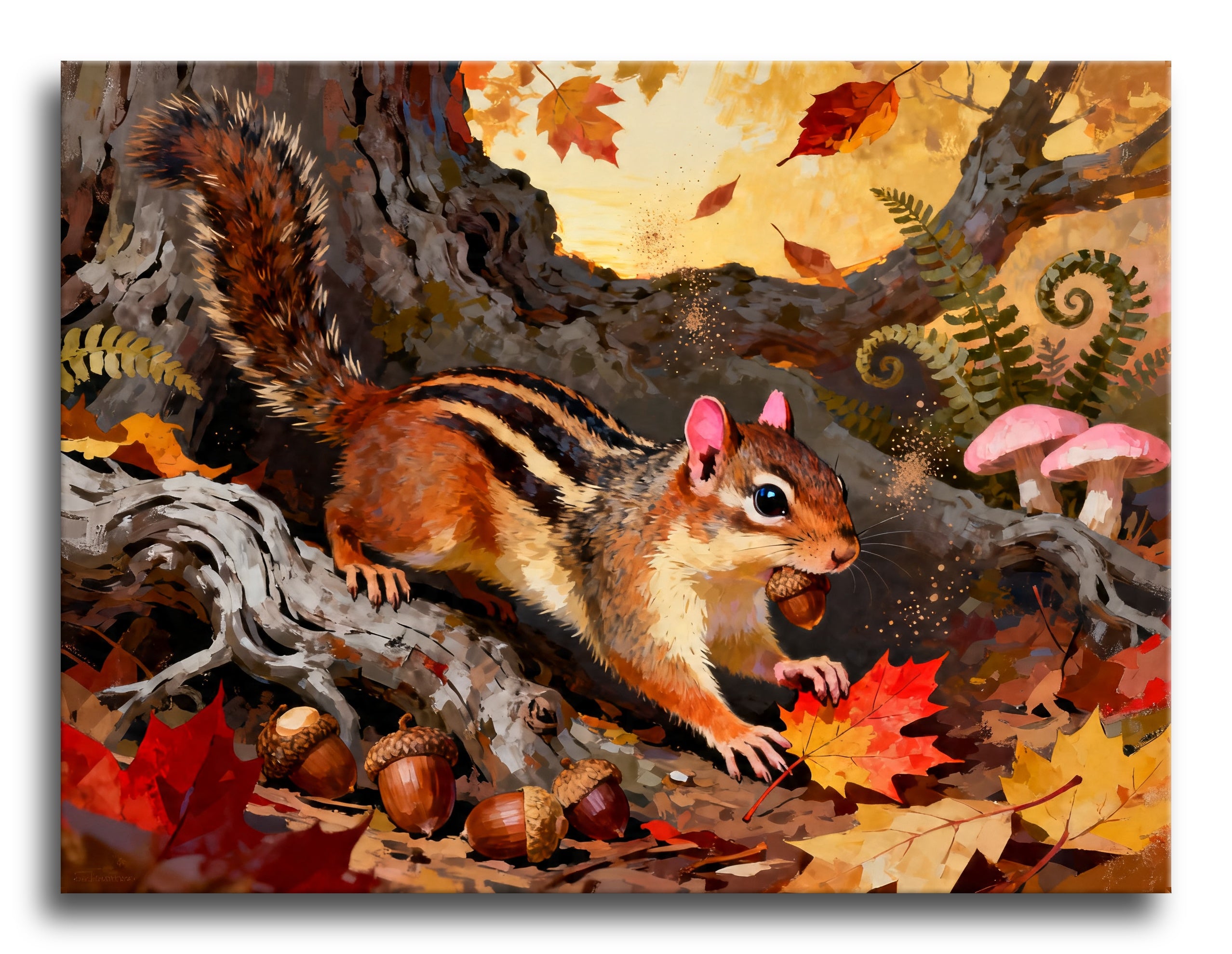 Forest Chipmunk Acorn framed preview