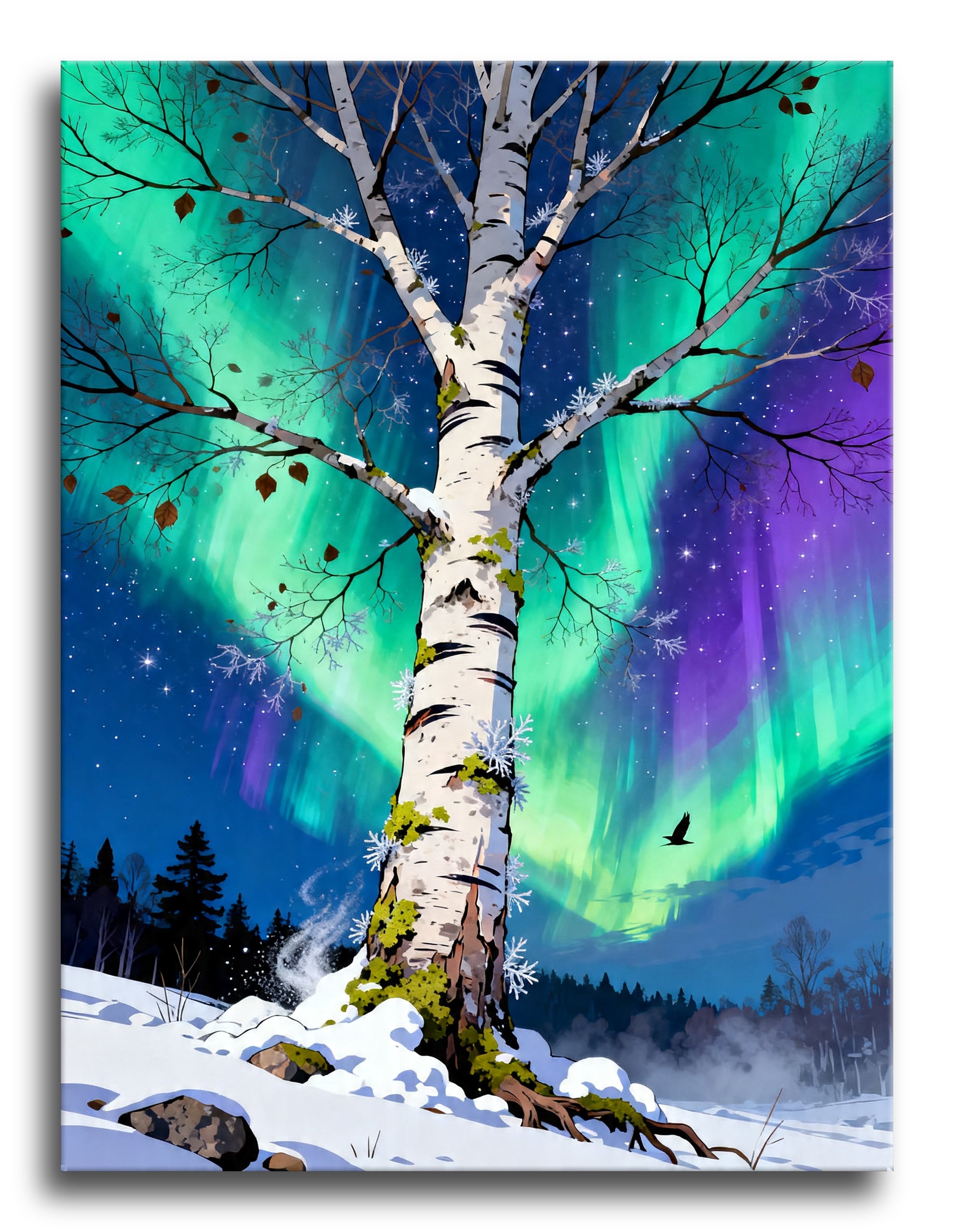 Frozen Birch Aurora framed preview