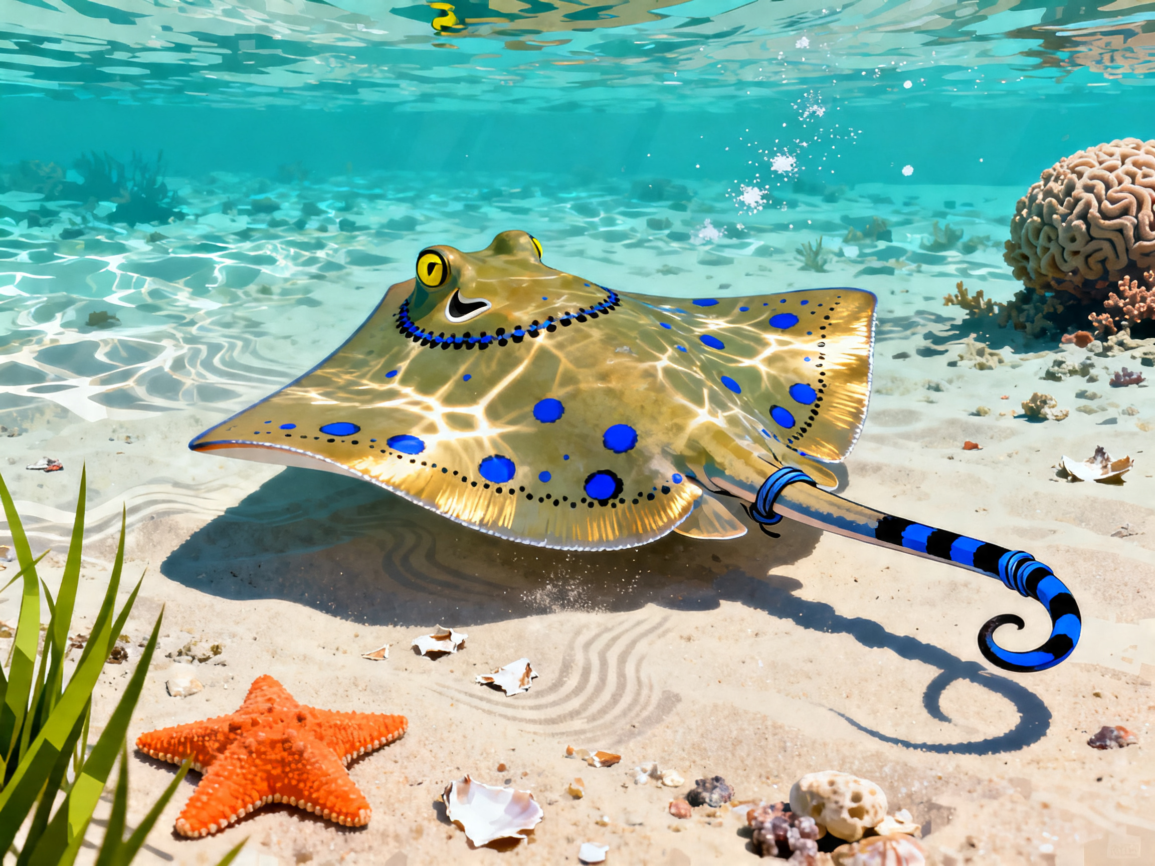 Golden Stingray painting