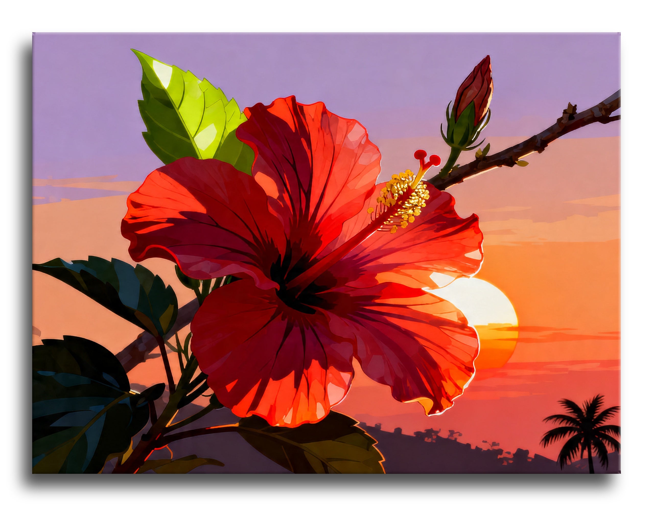 Hibiscus Sunset Glow framed preview