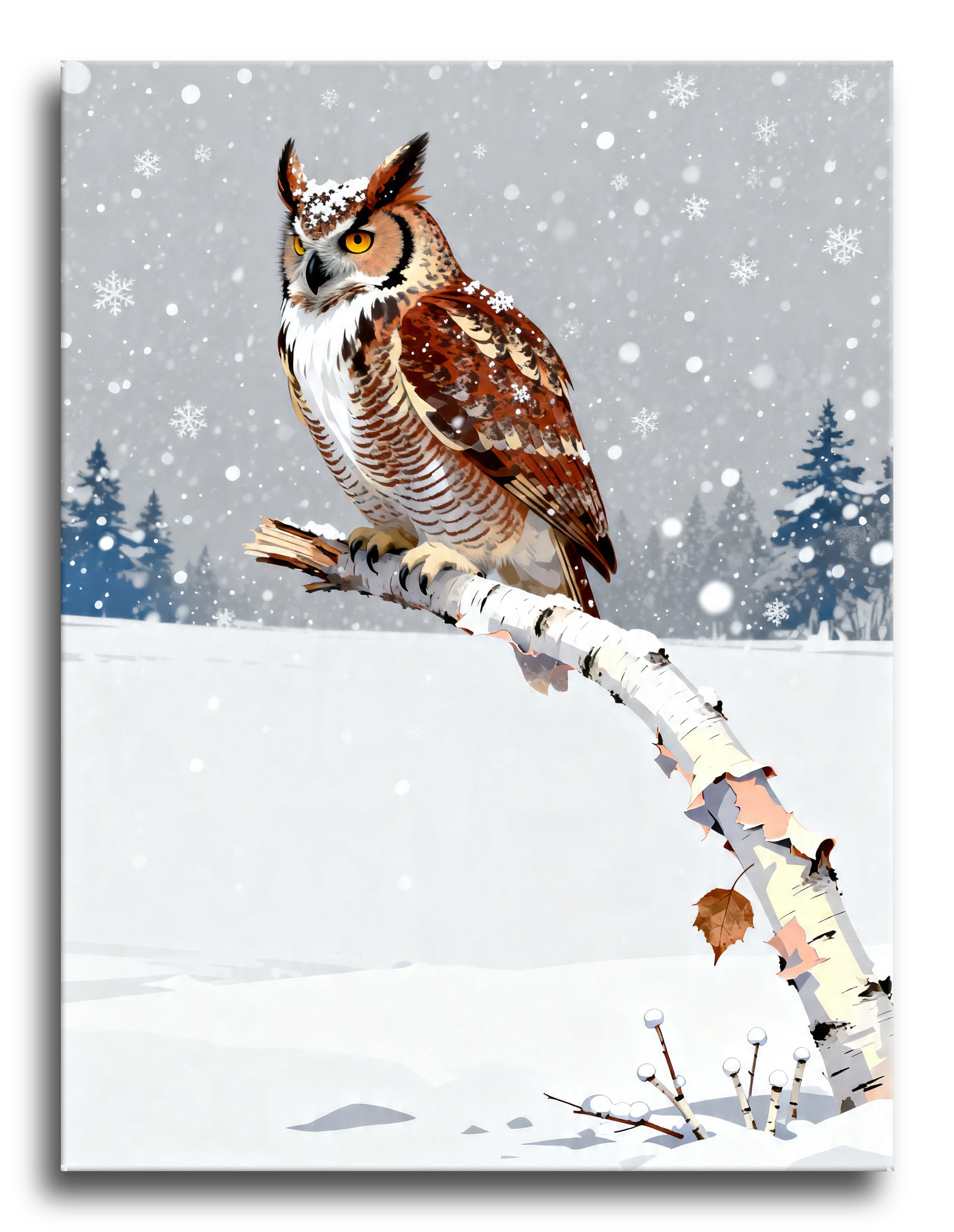 Horned Owl Birch framed preview