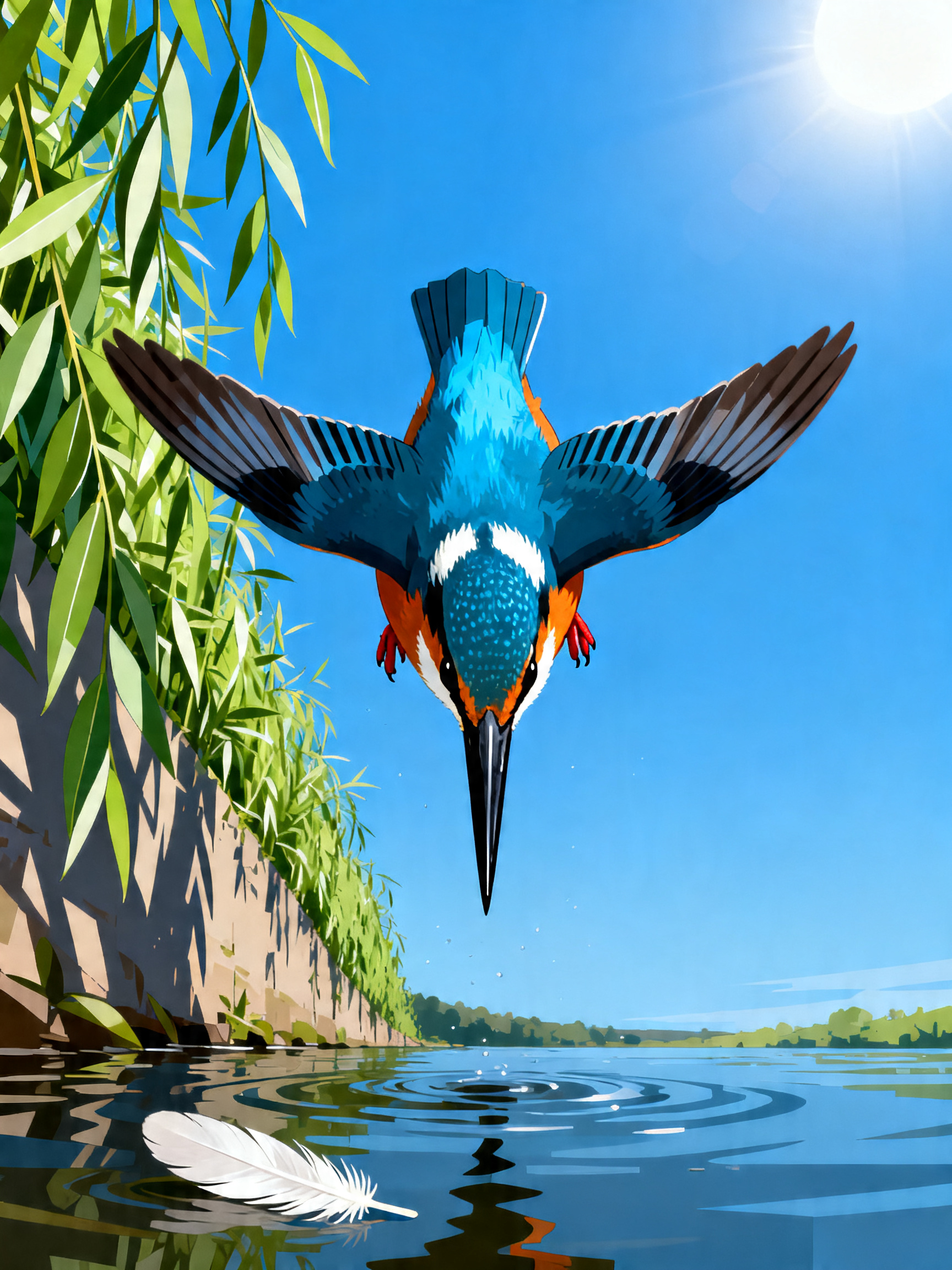 Kingfisher Dive painting