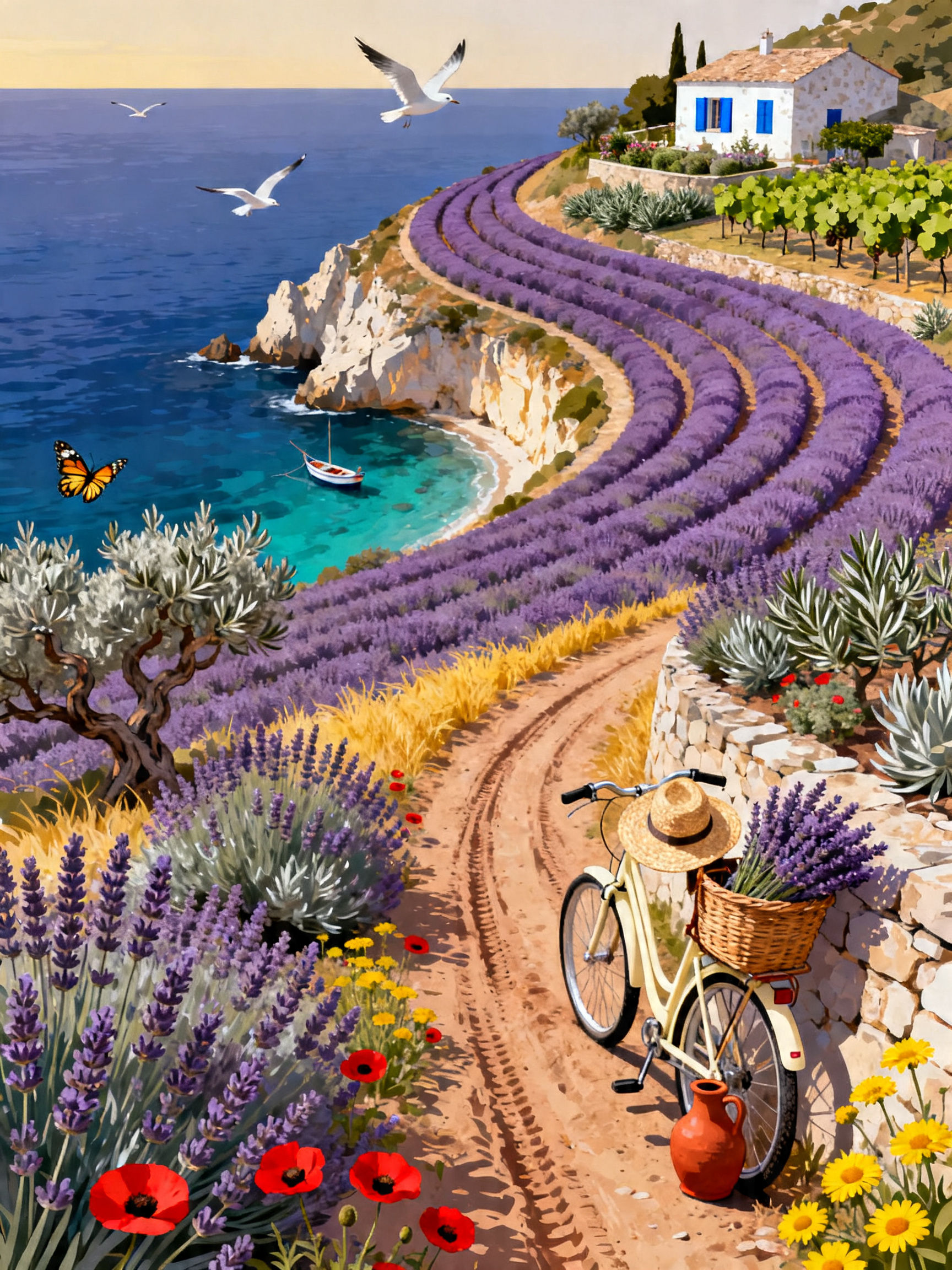 Lavender Coast Bicycle painting