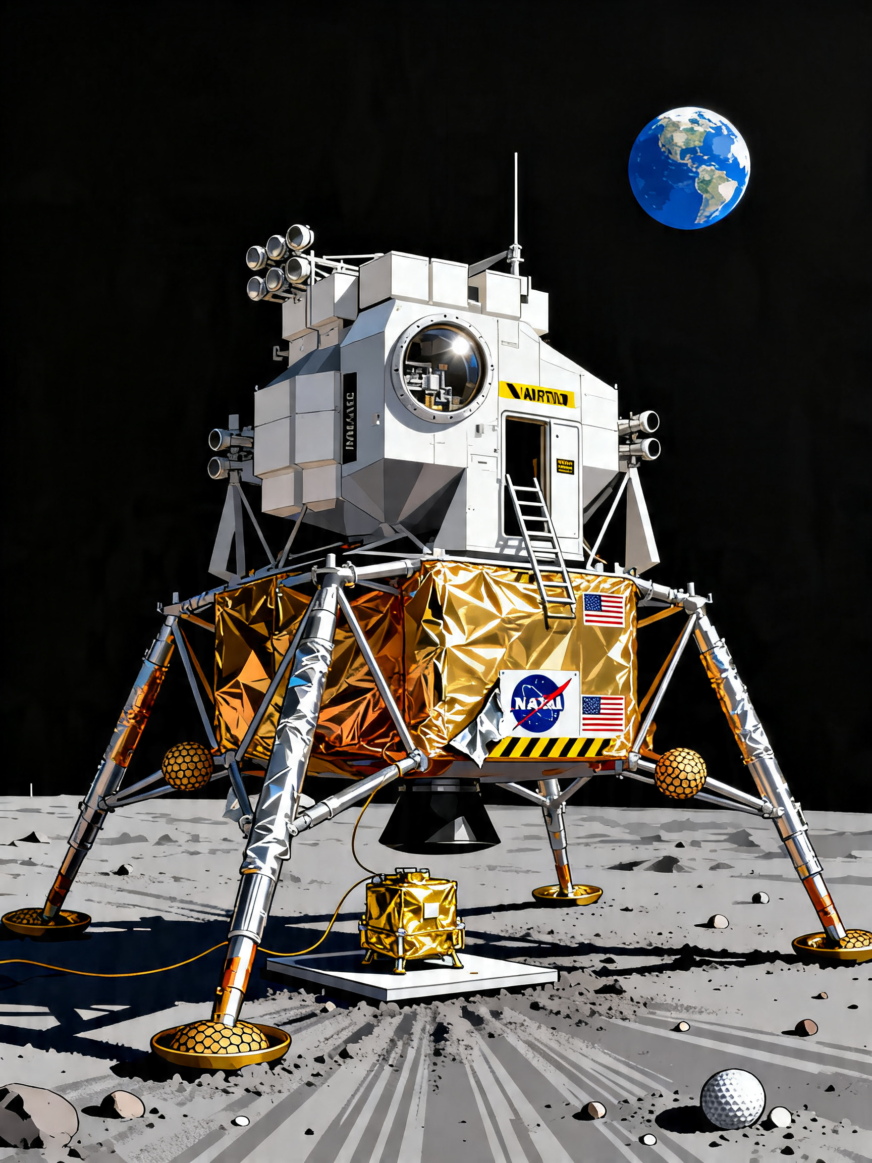 Lunar Lander Earth painting