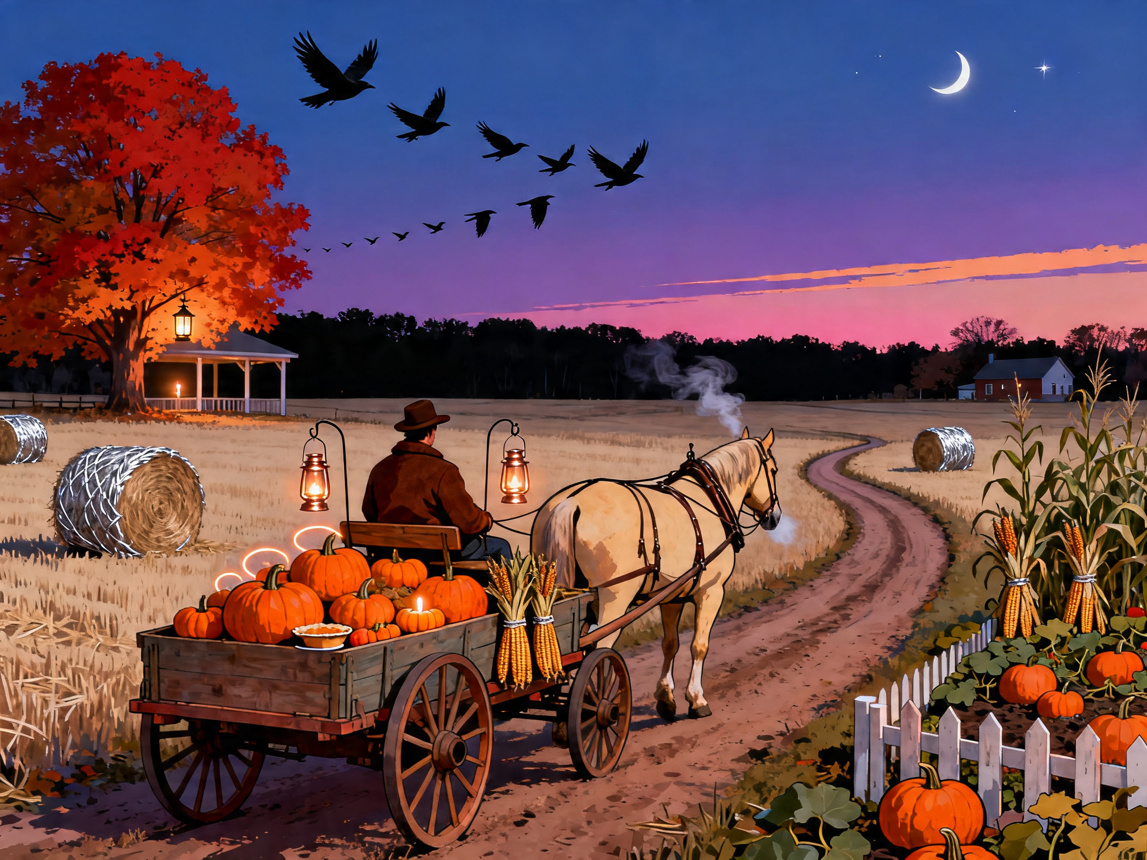 Pumpkin Harvest Wagon painting