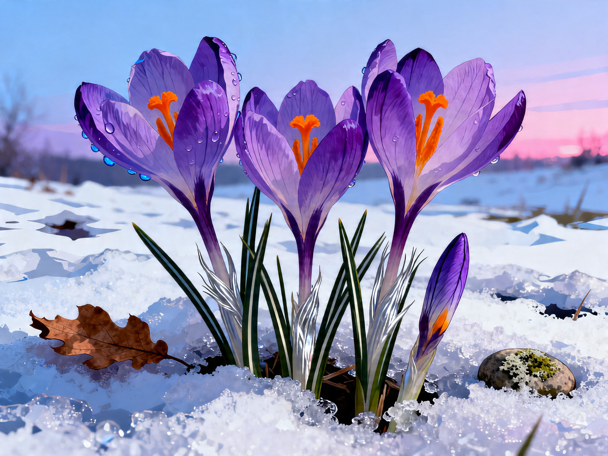 Purple Crocus Thaw painting