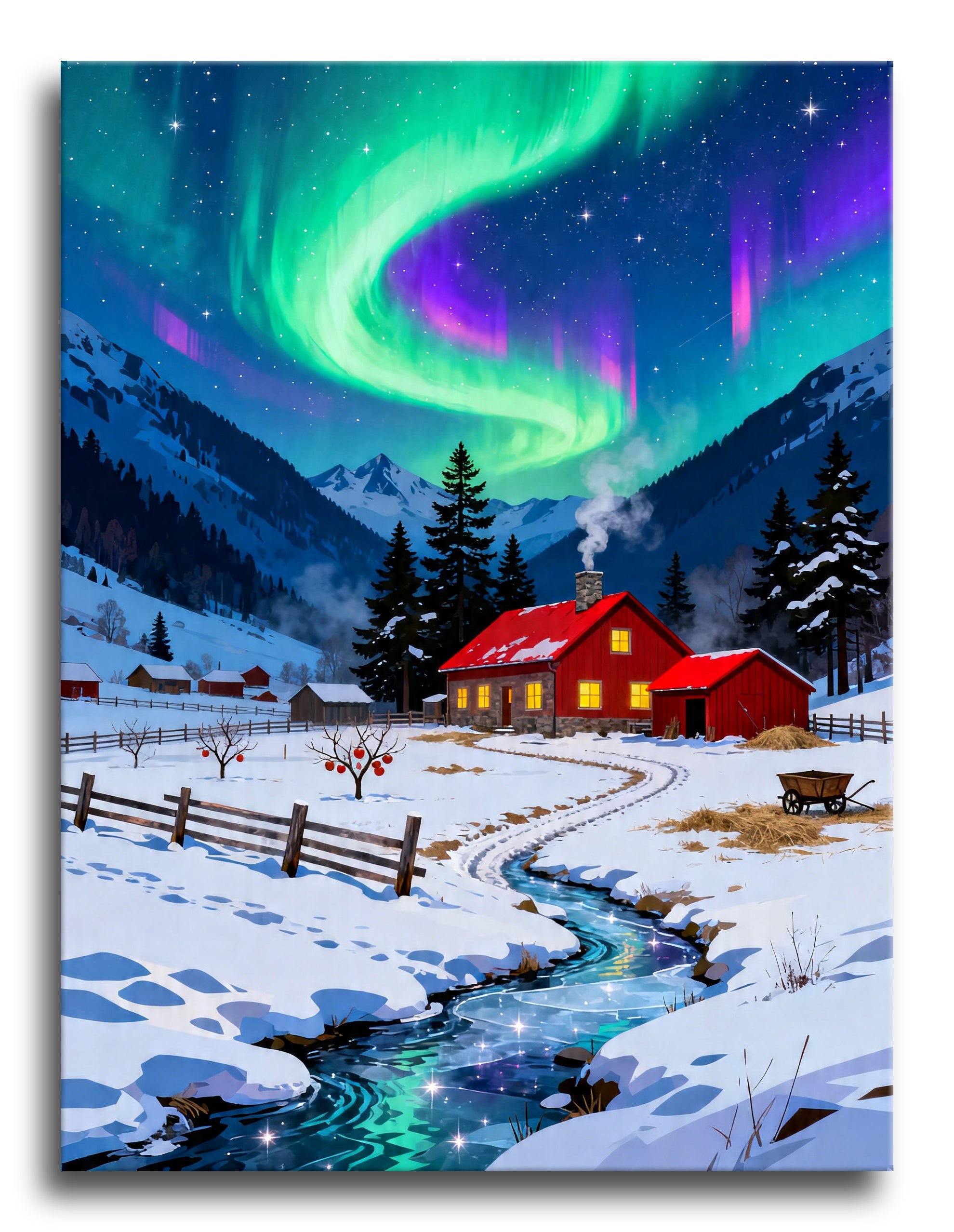 Red Farmhouse Aurora framed preview