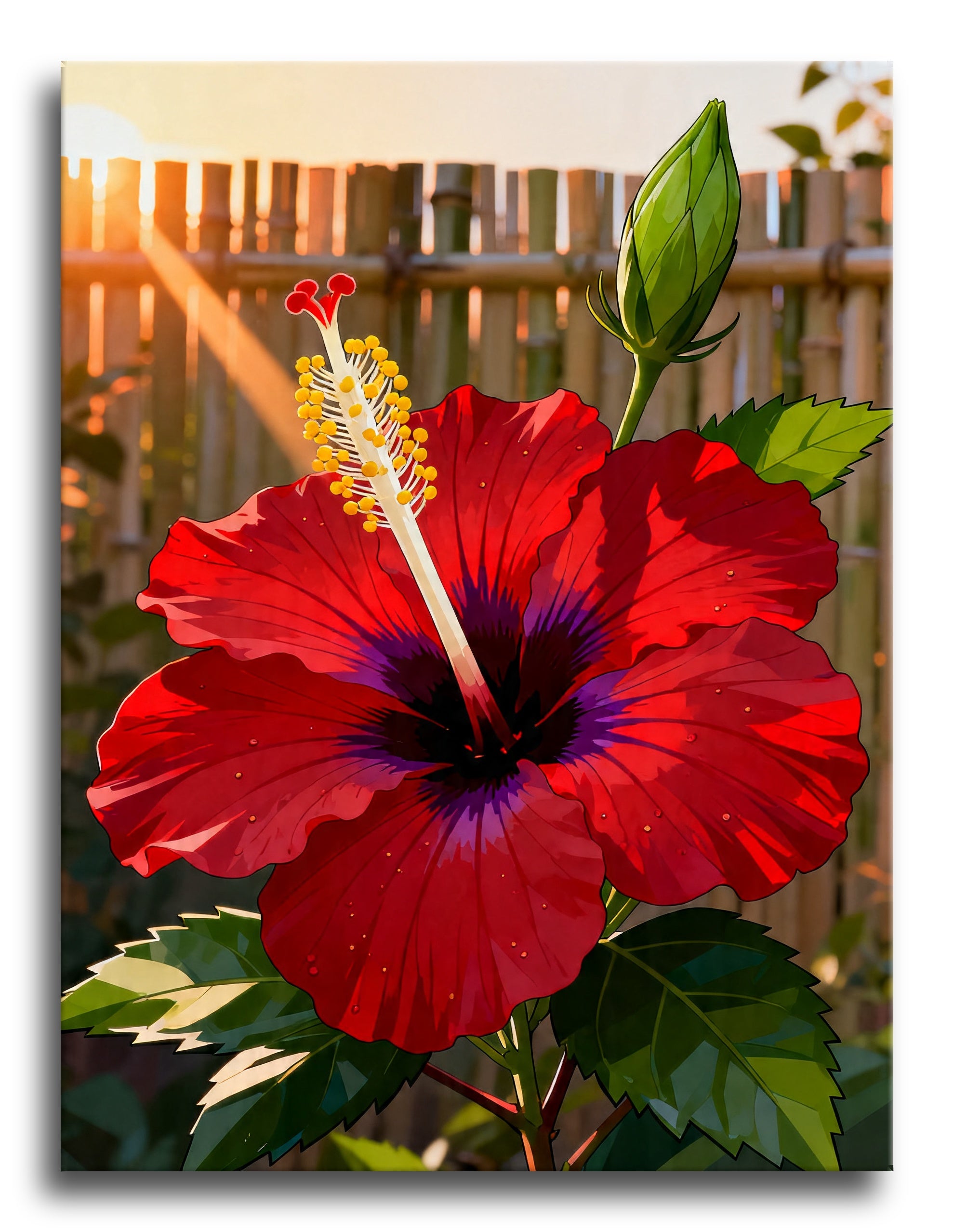 Red Hibiscus Morning framed preview