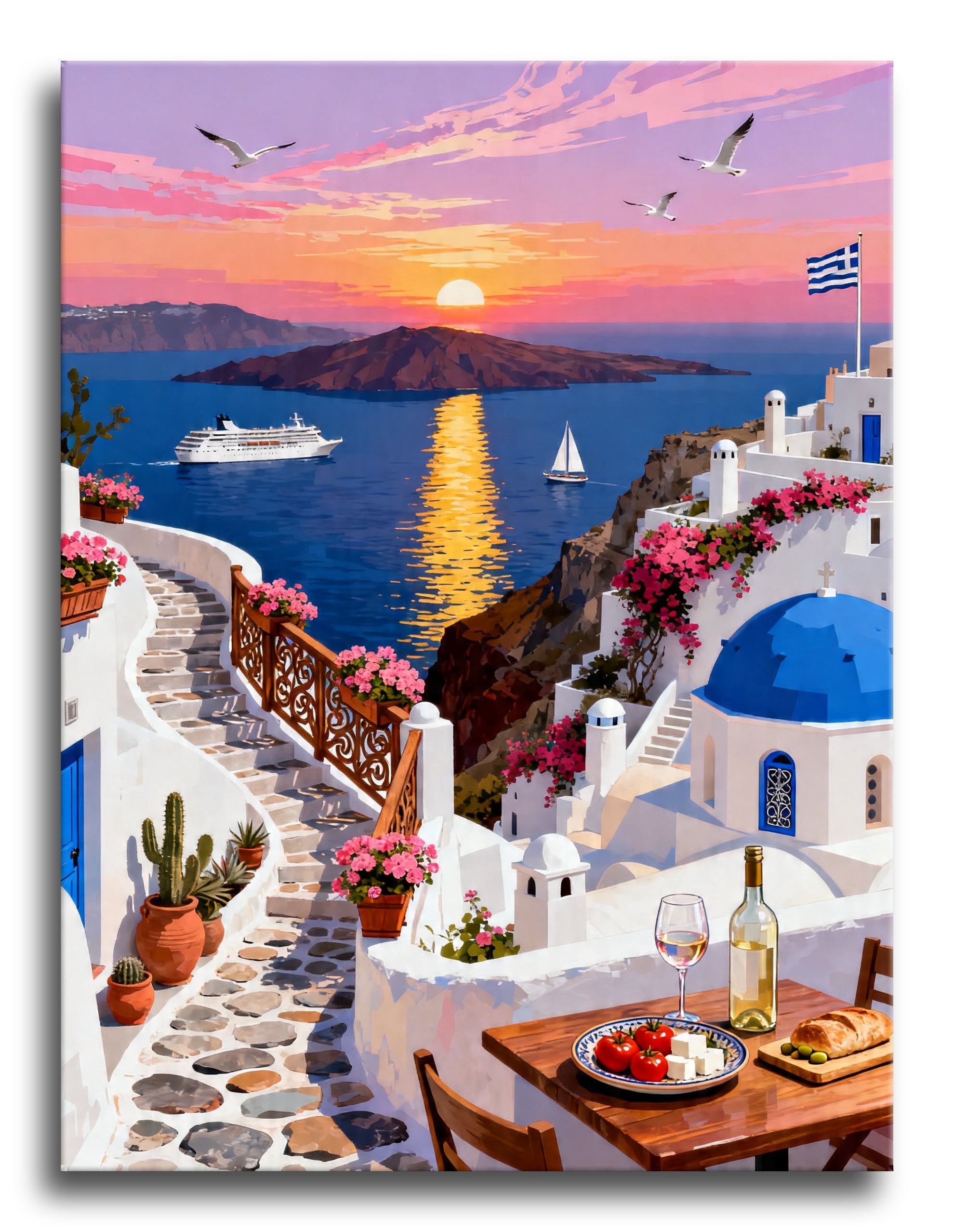 Santorini Wine Sunset framed preview