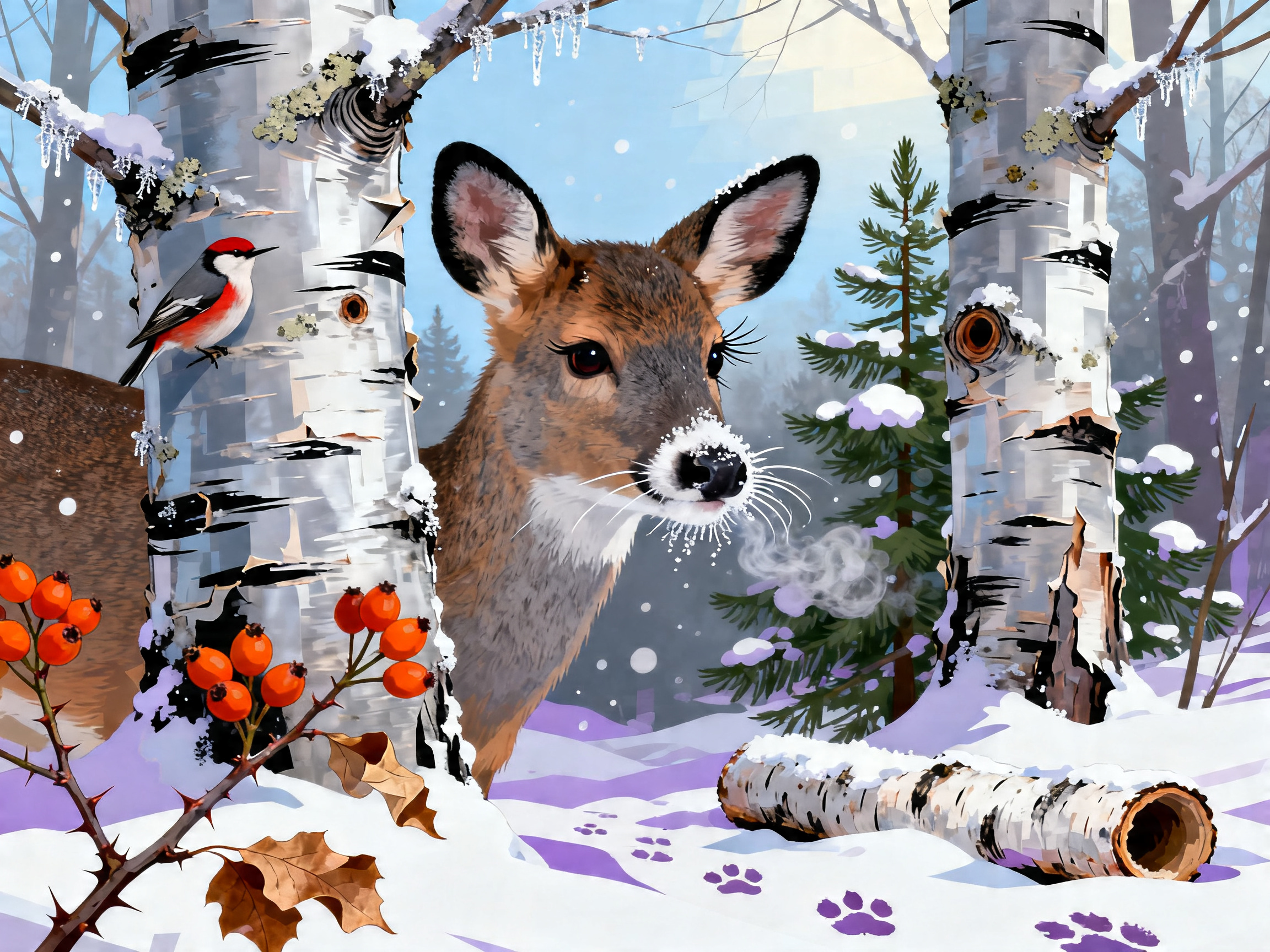 Snow Deer Portrait painting