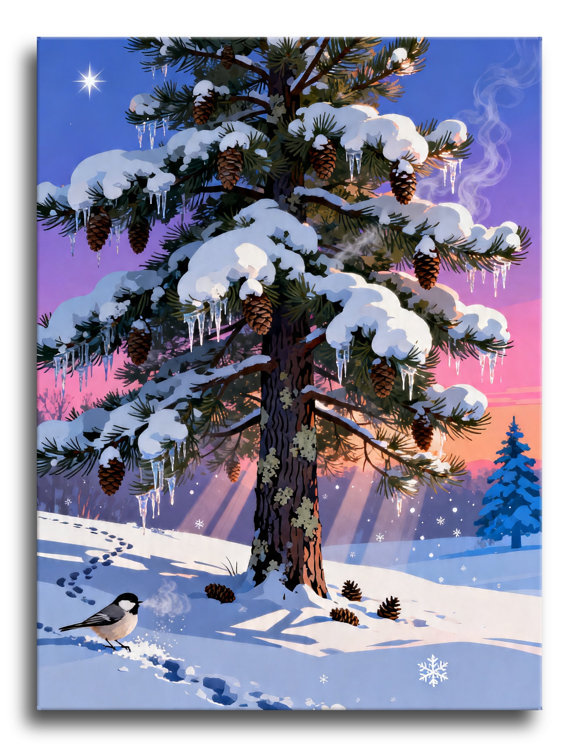Snowy Pine Chickadee framed preview