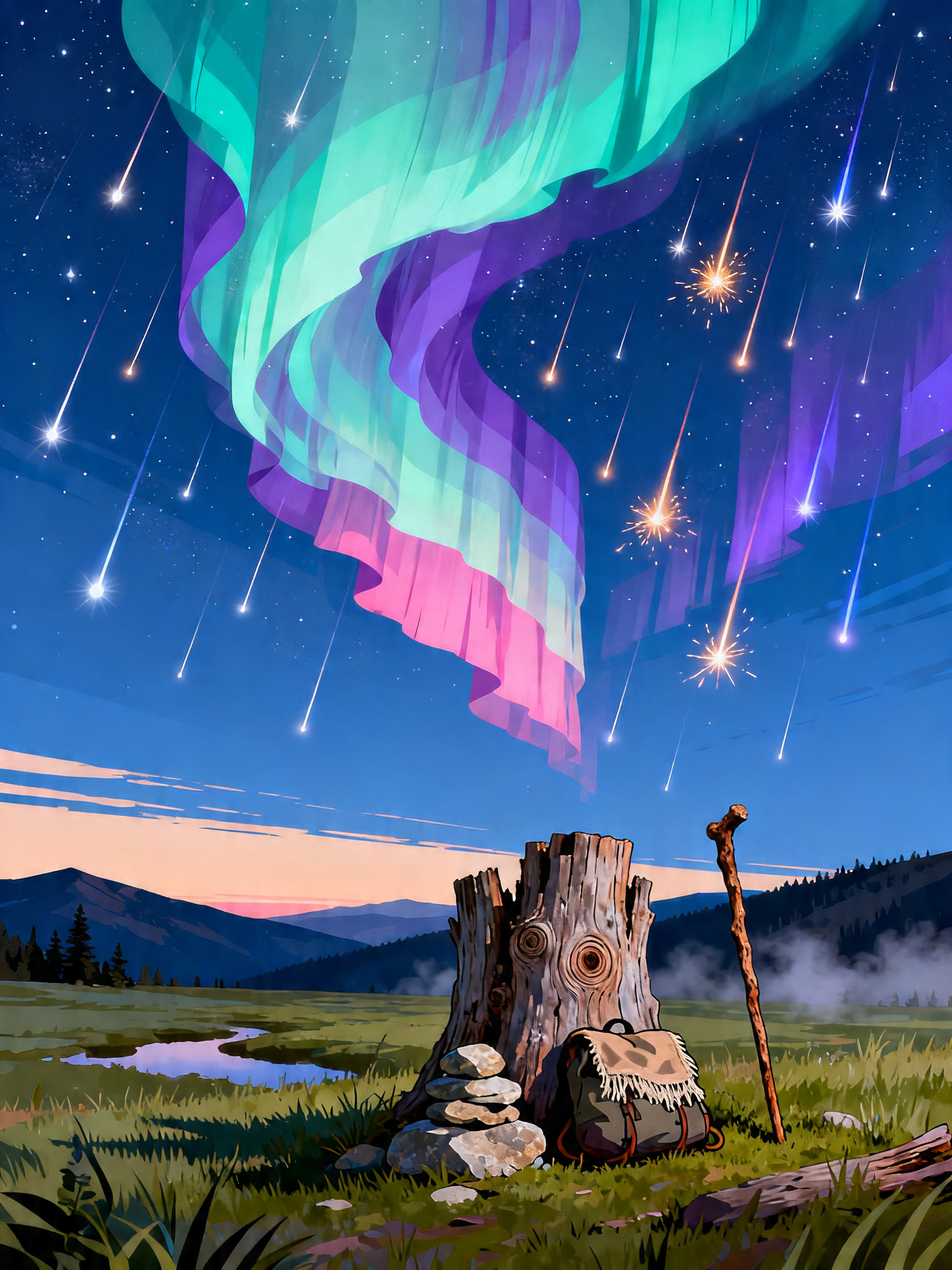 Star Trail Campsite painting