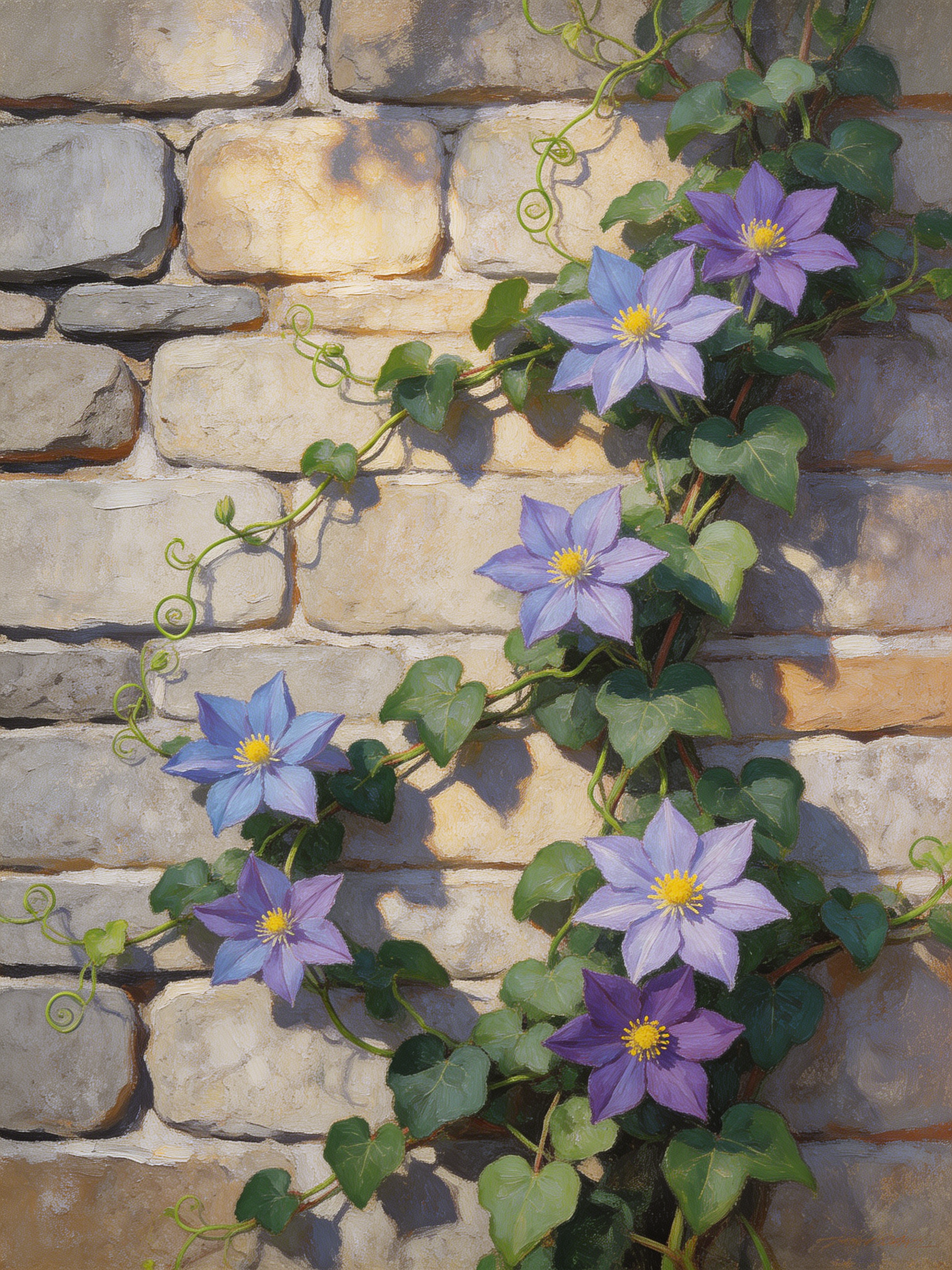 Stone Wall Clematis Vines