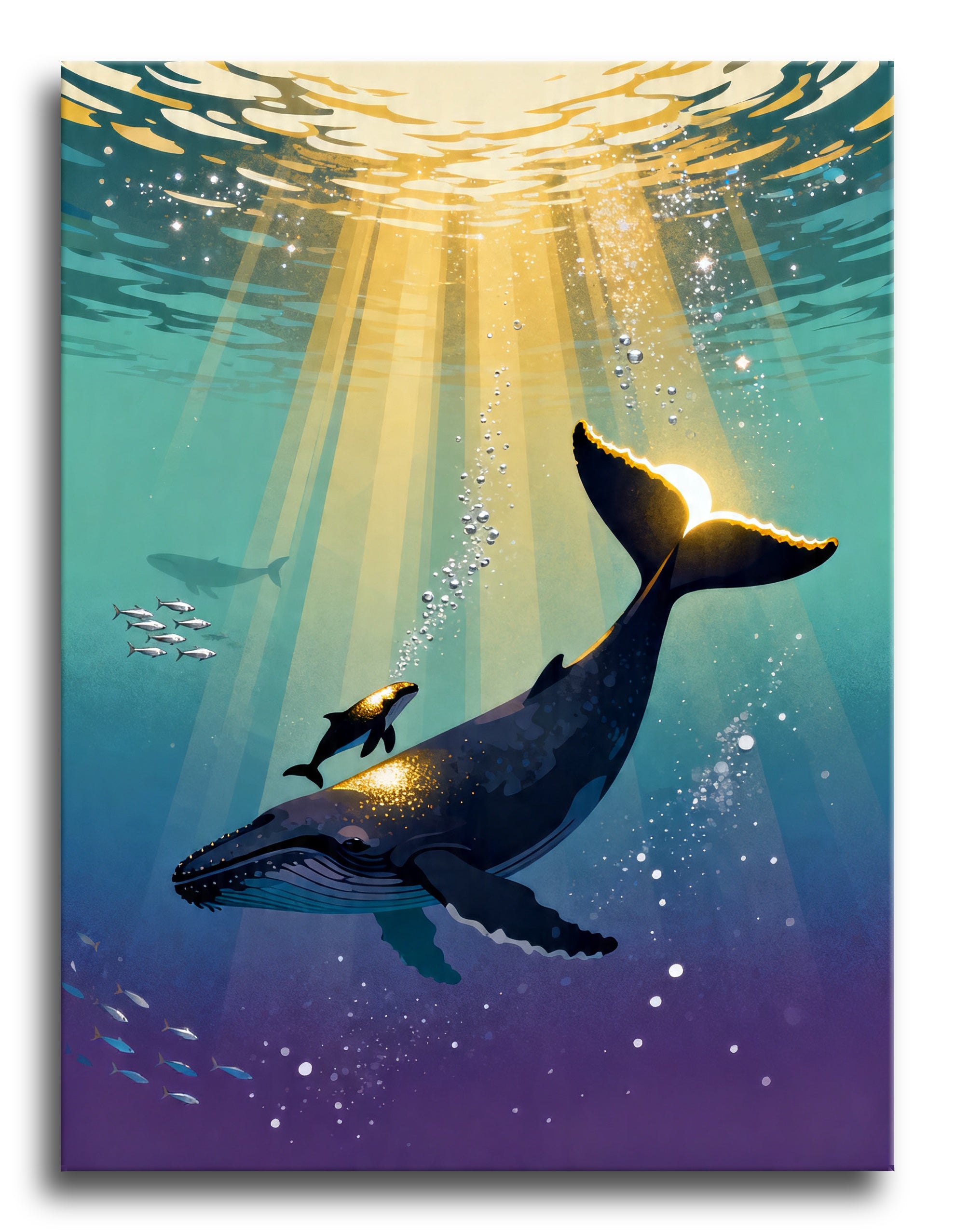 Sunbeam Whale Dive framed preview