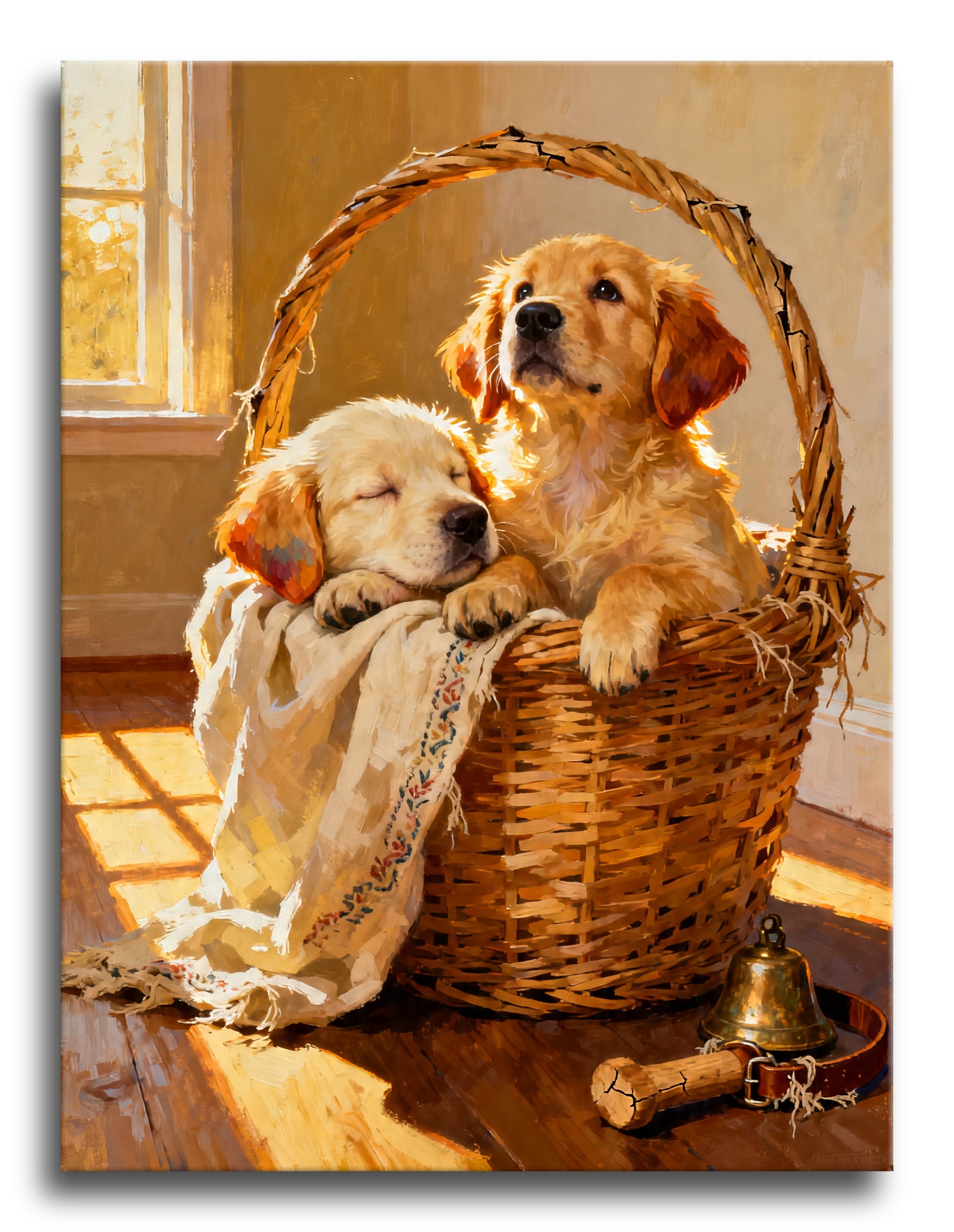 Sunny Puppy Basket framed preview