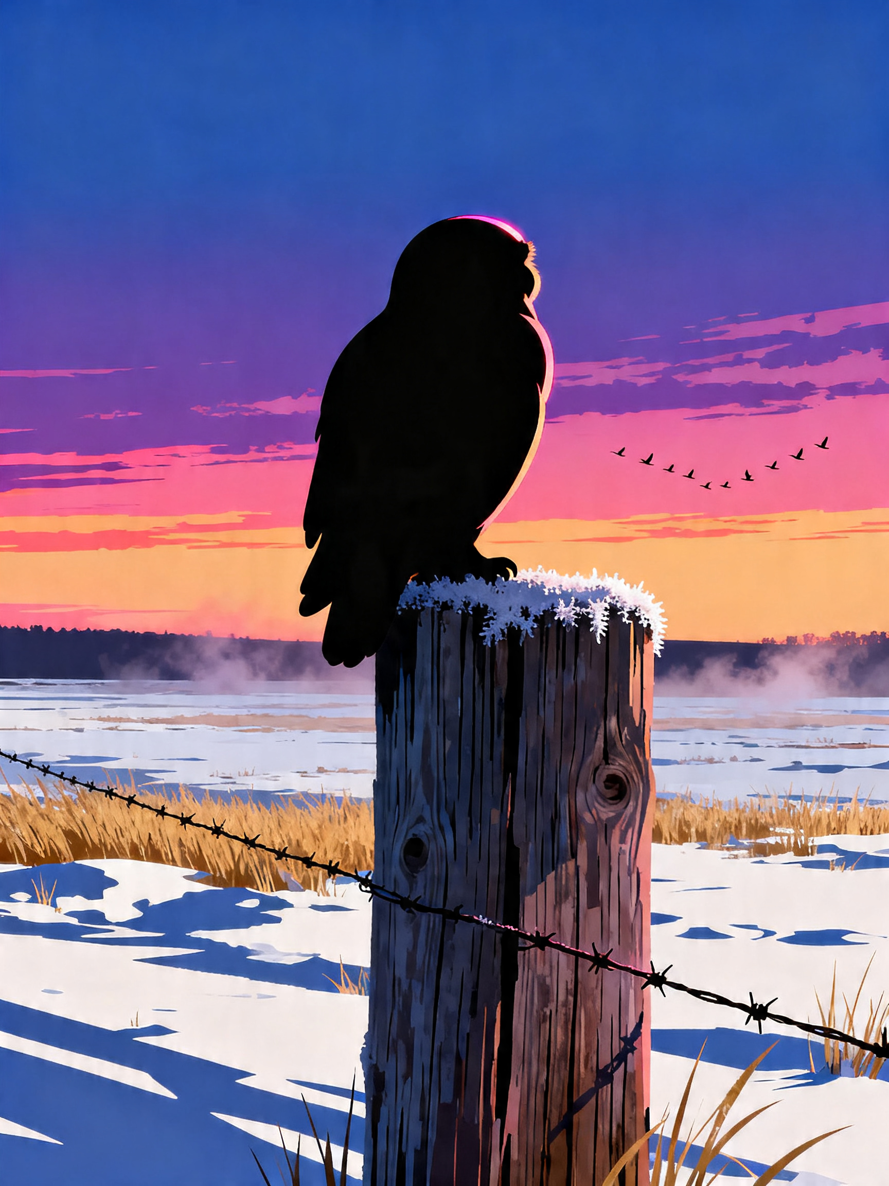 Sunset Owl Silhouette painting