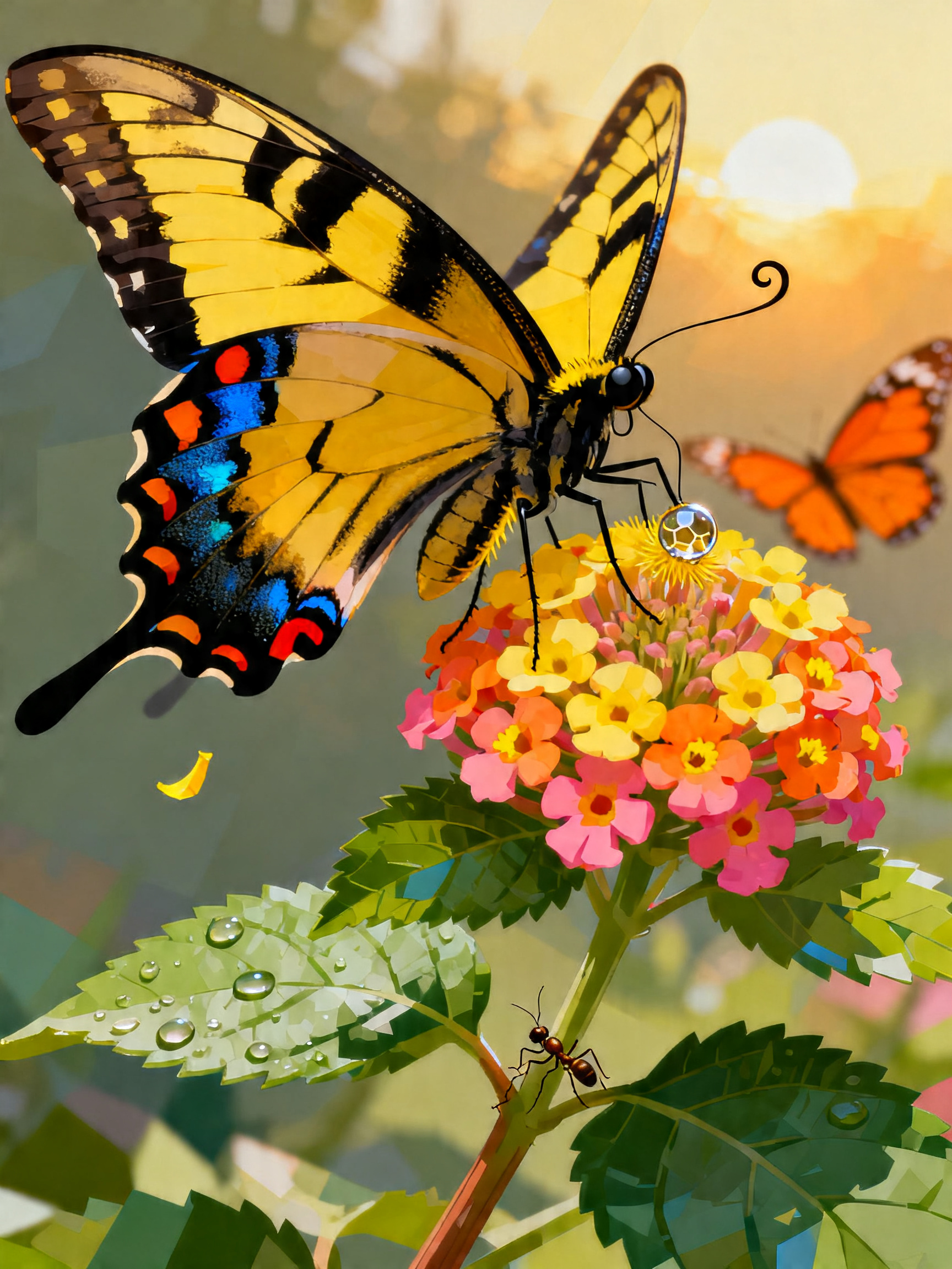 Swallowtail Lantana painting