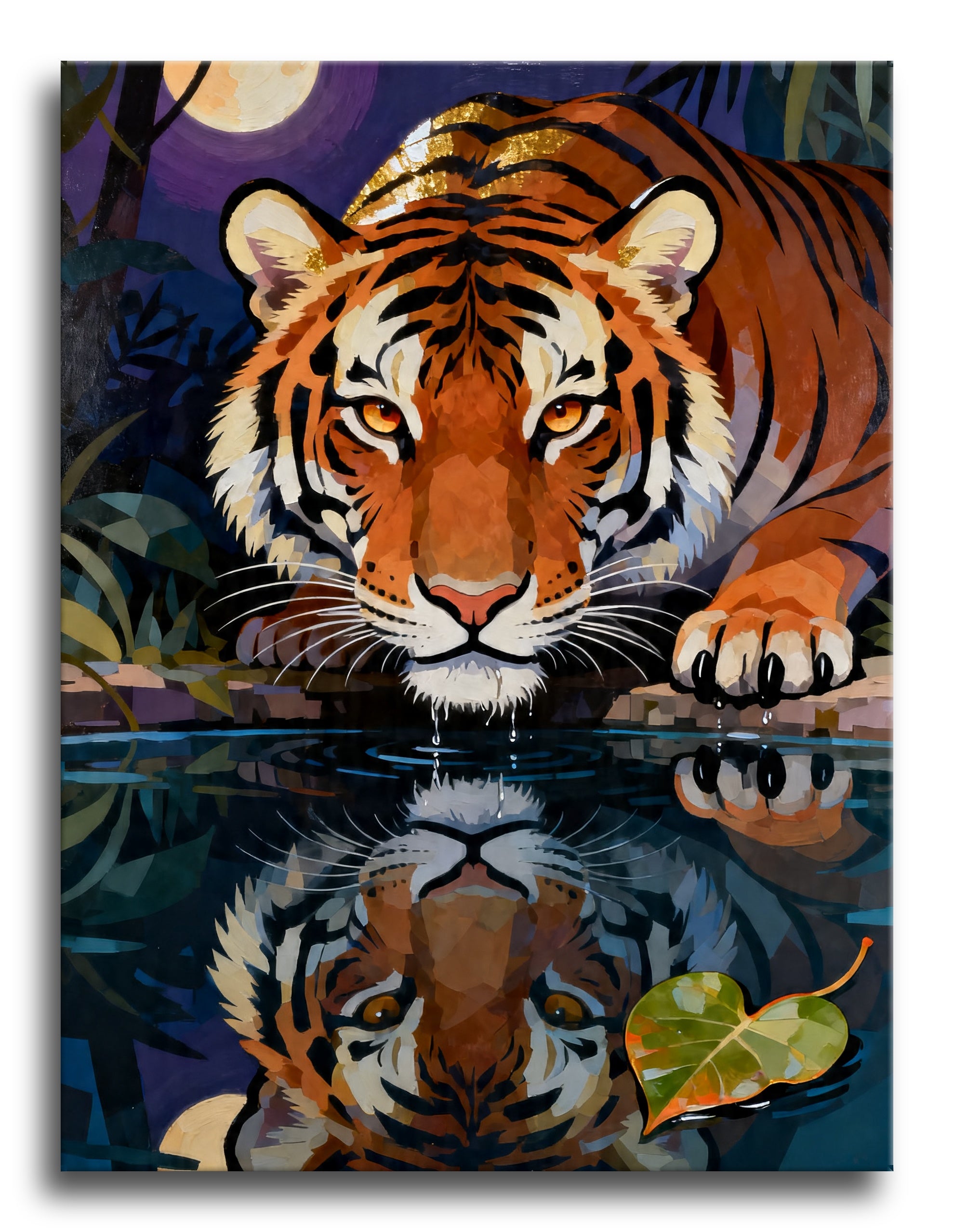 Tiger Moonlit Reflection framed preview