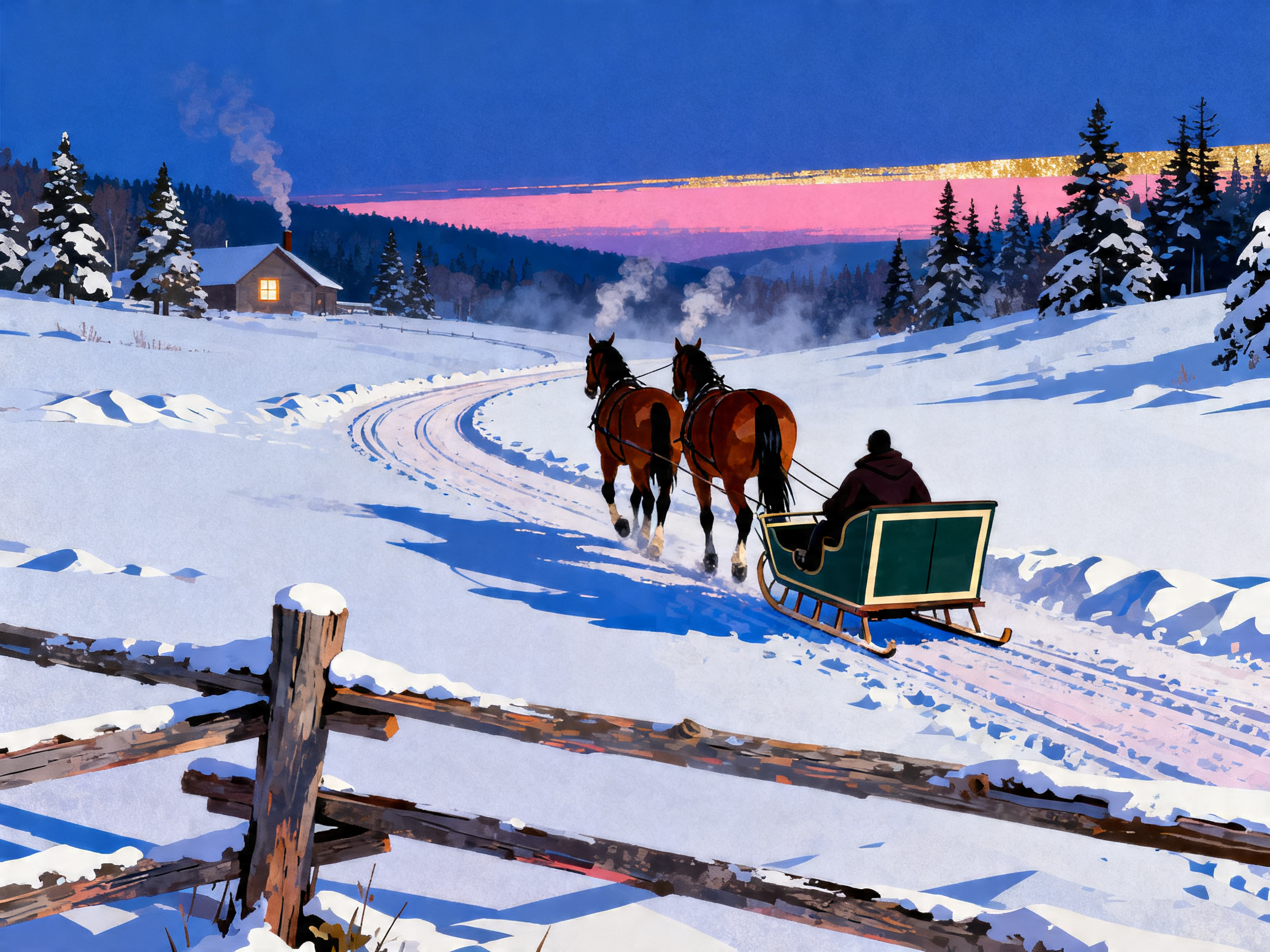 Twilight Sleigh Ride painting