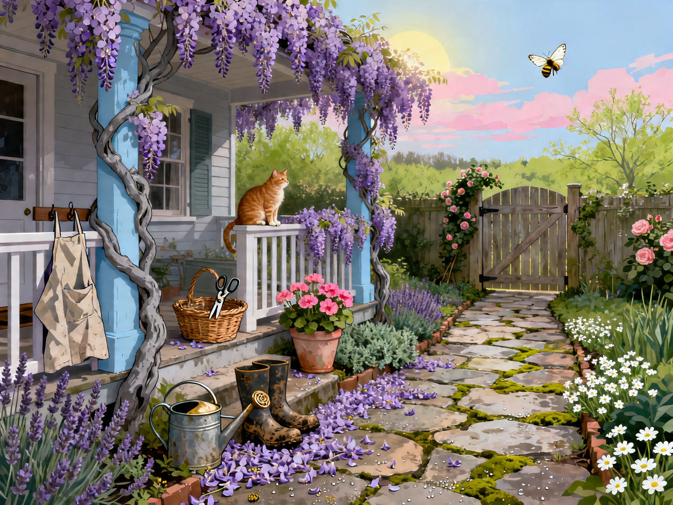 Wisteria Garden Path painting