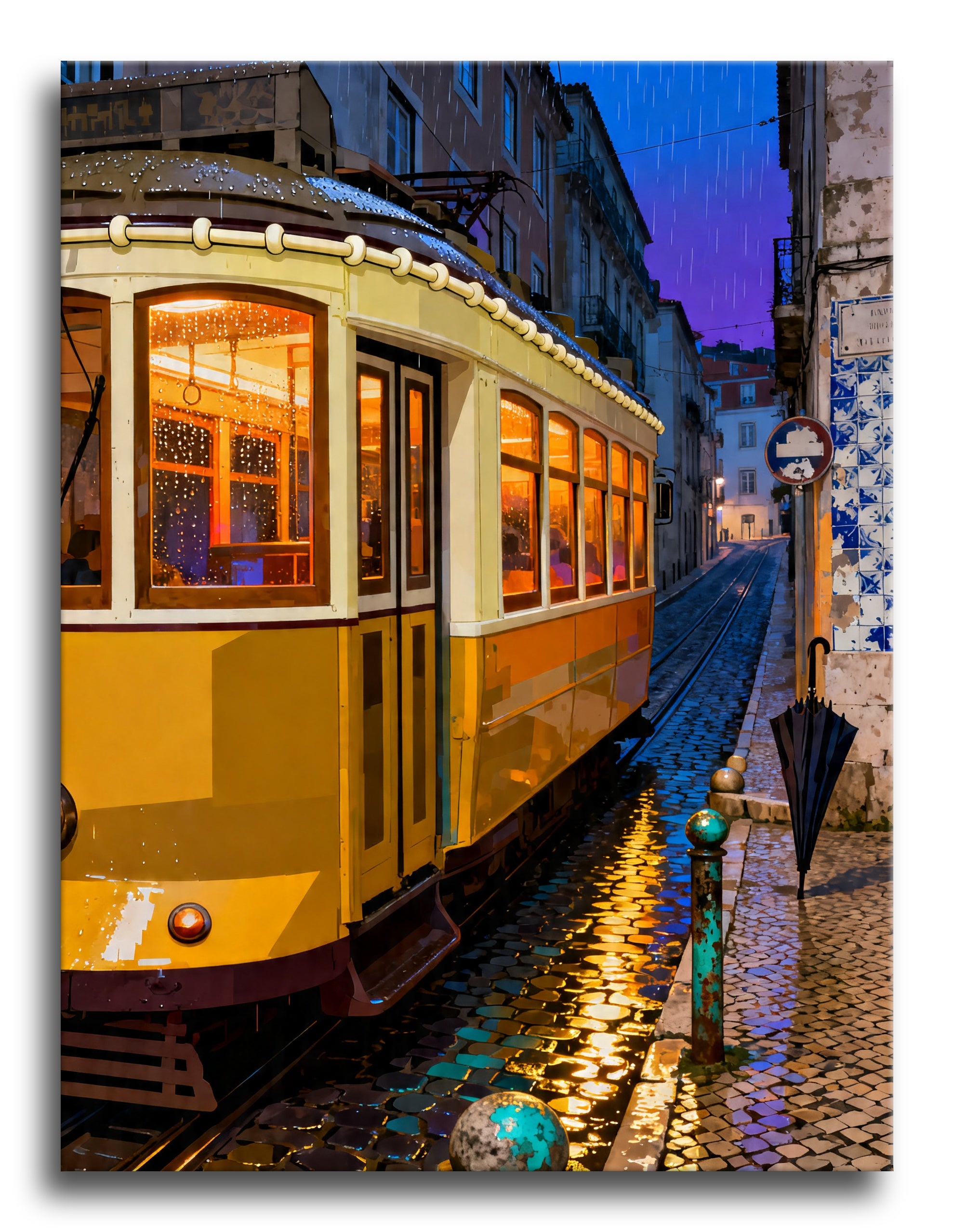 Yellow Tram Twilight framed preview