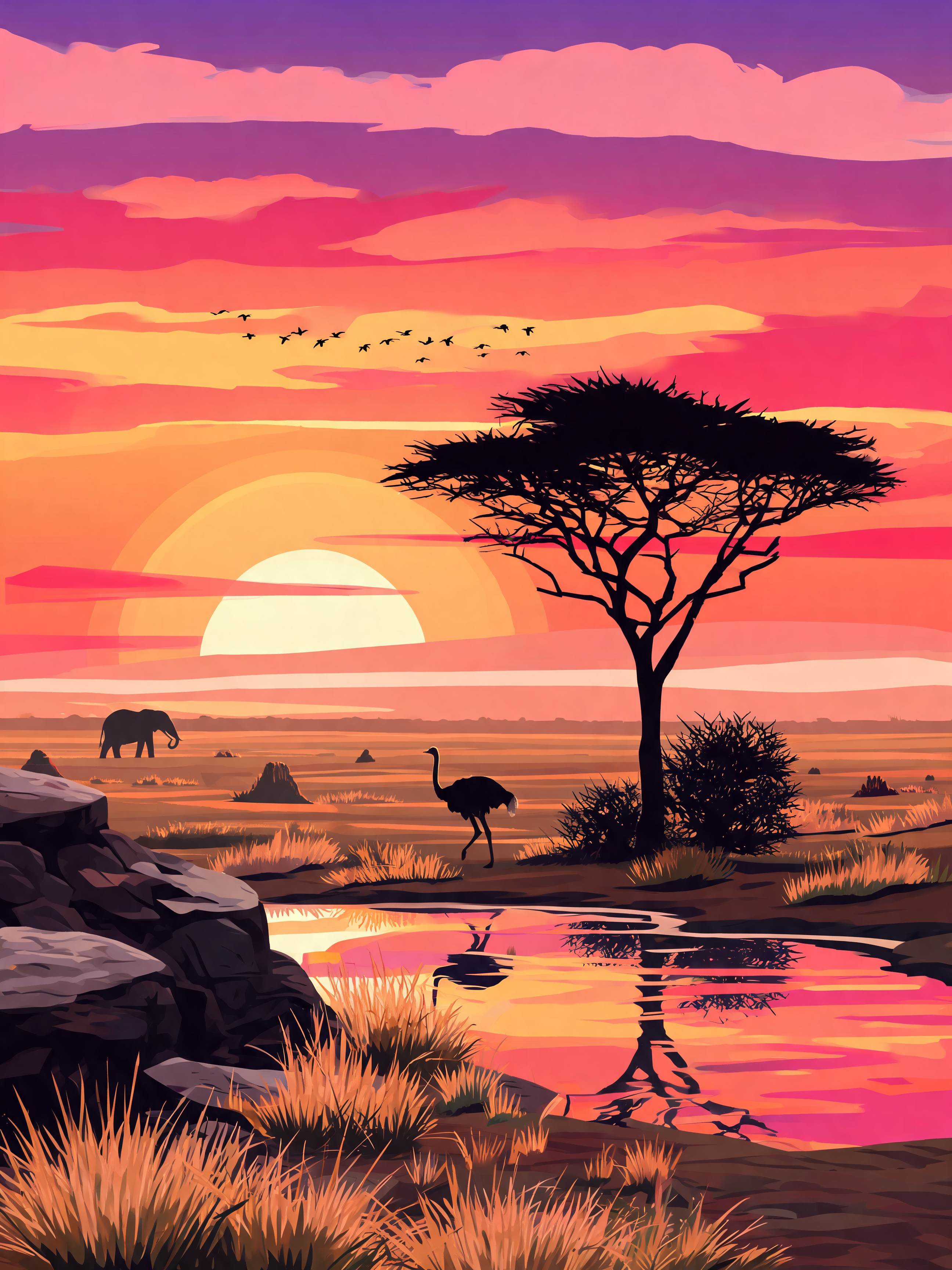 Acacia Silhouette Dusk