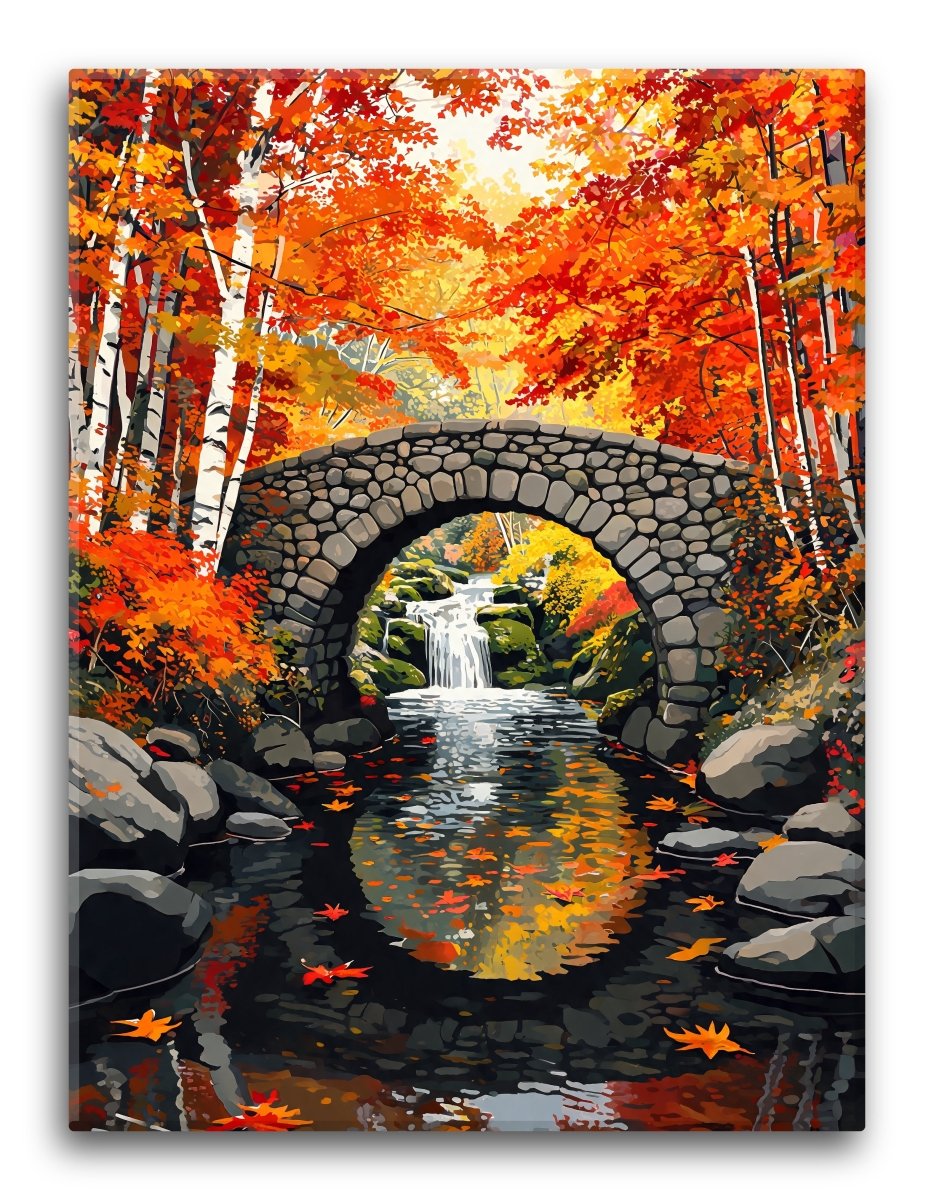 Autumn Stone Bridge - Escape by Numbers