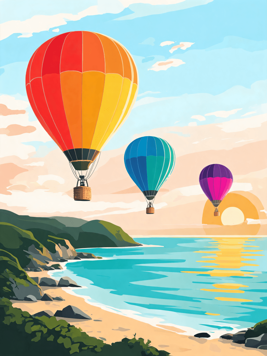 Coastal Balloon Sunrise - Escape by Numbers