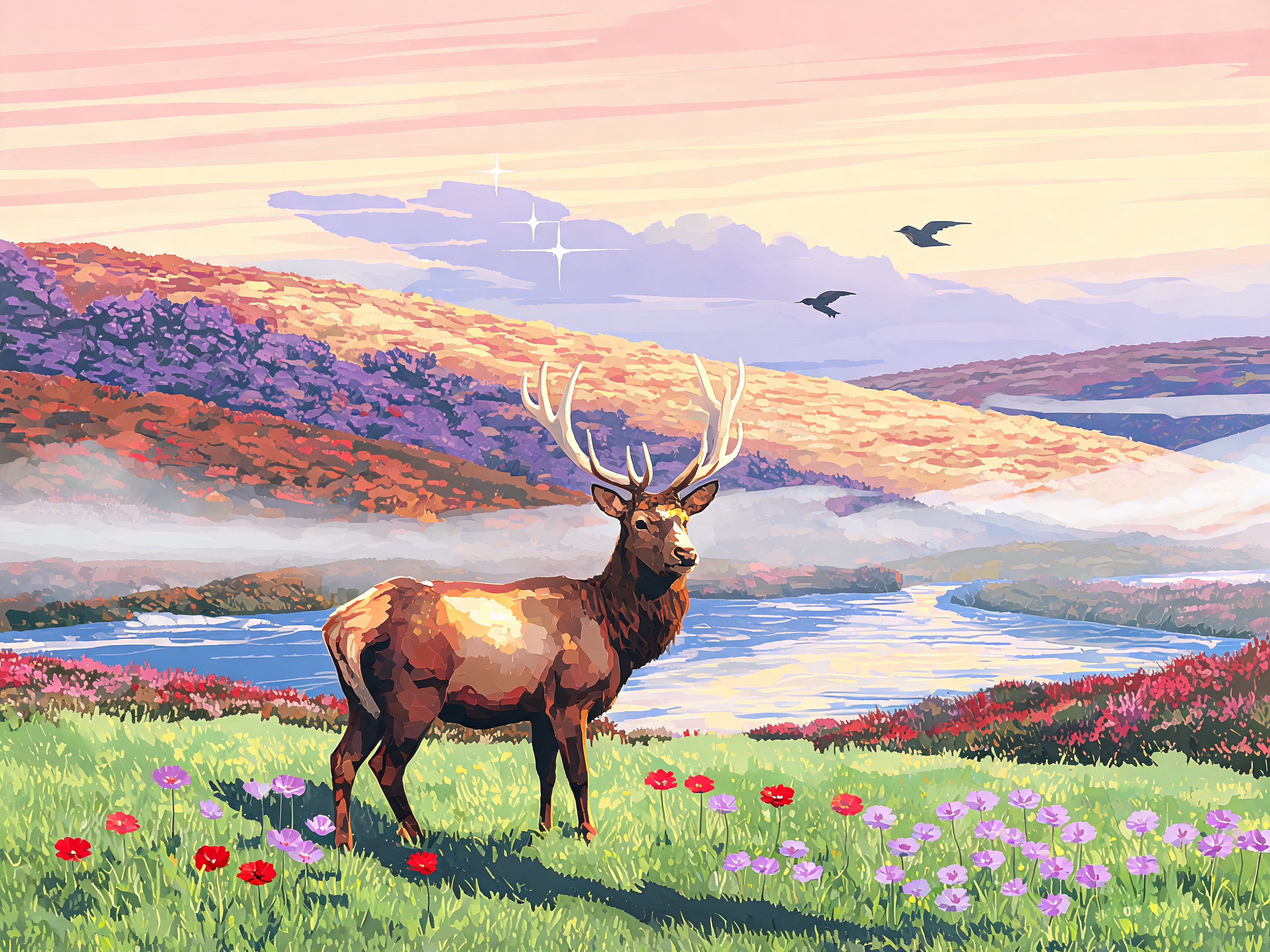 Color Block Dawn Stag