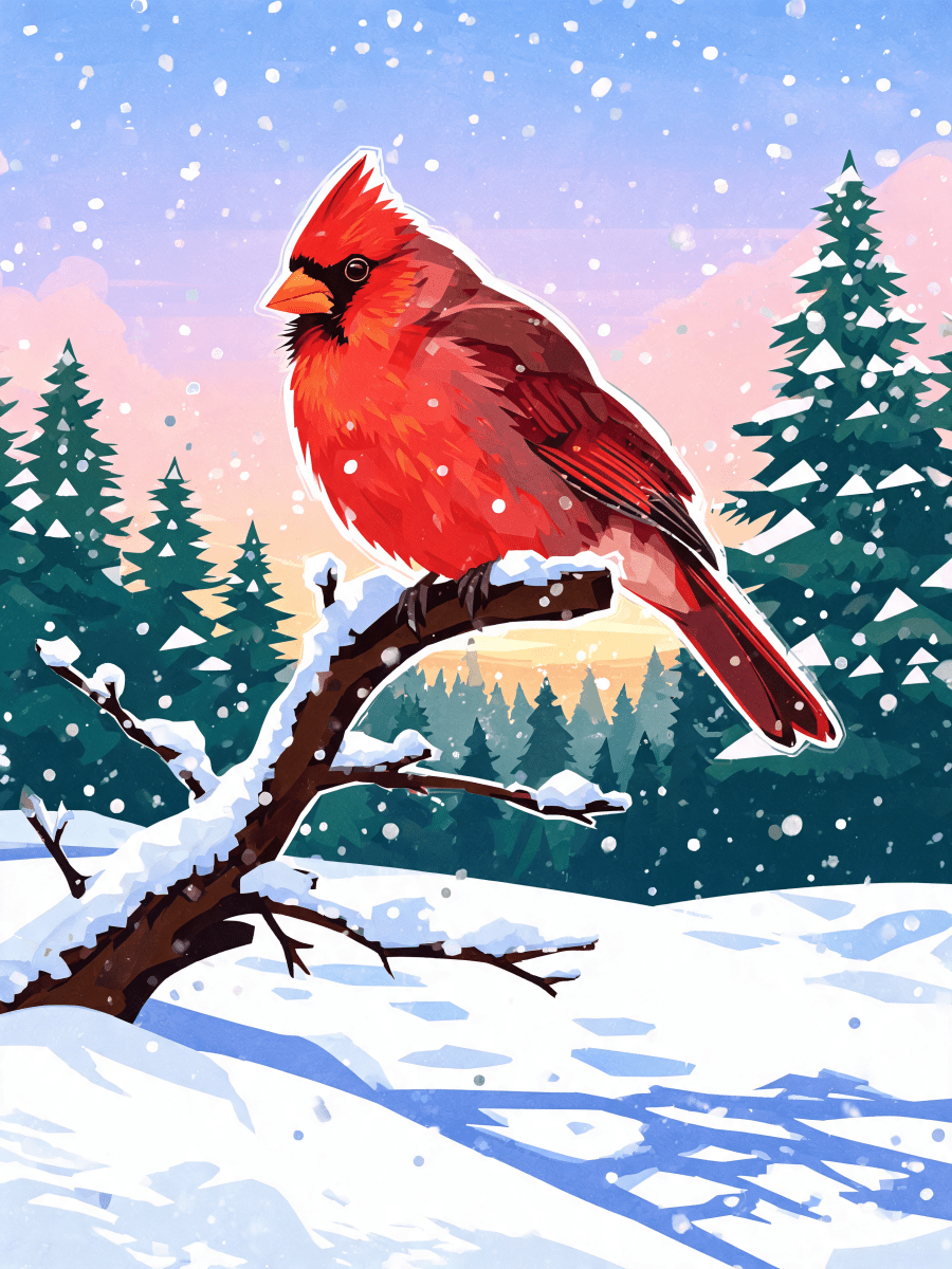 Color Block Snow Cardinal - Escape by Numbers