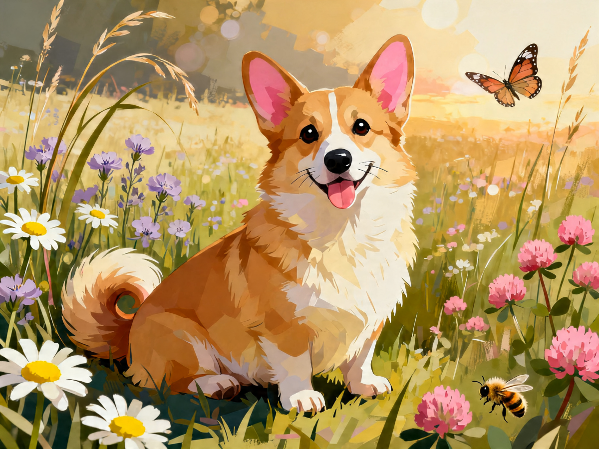 Corgi Meadow Sunset - Escape by Numbers