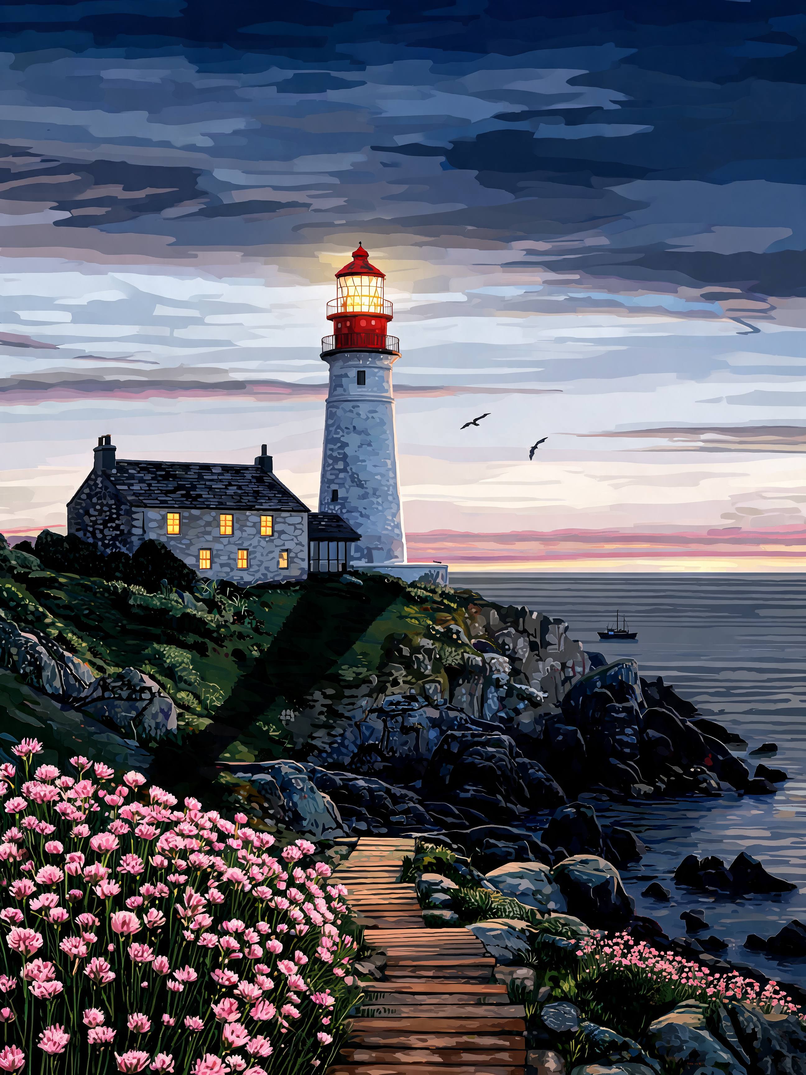 Cornish Lighthouse Headland