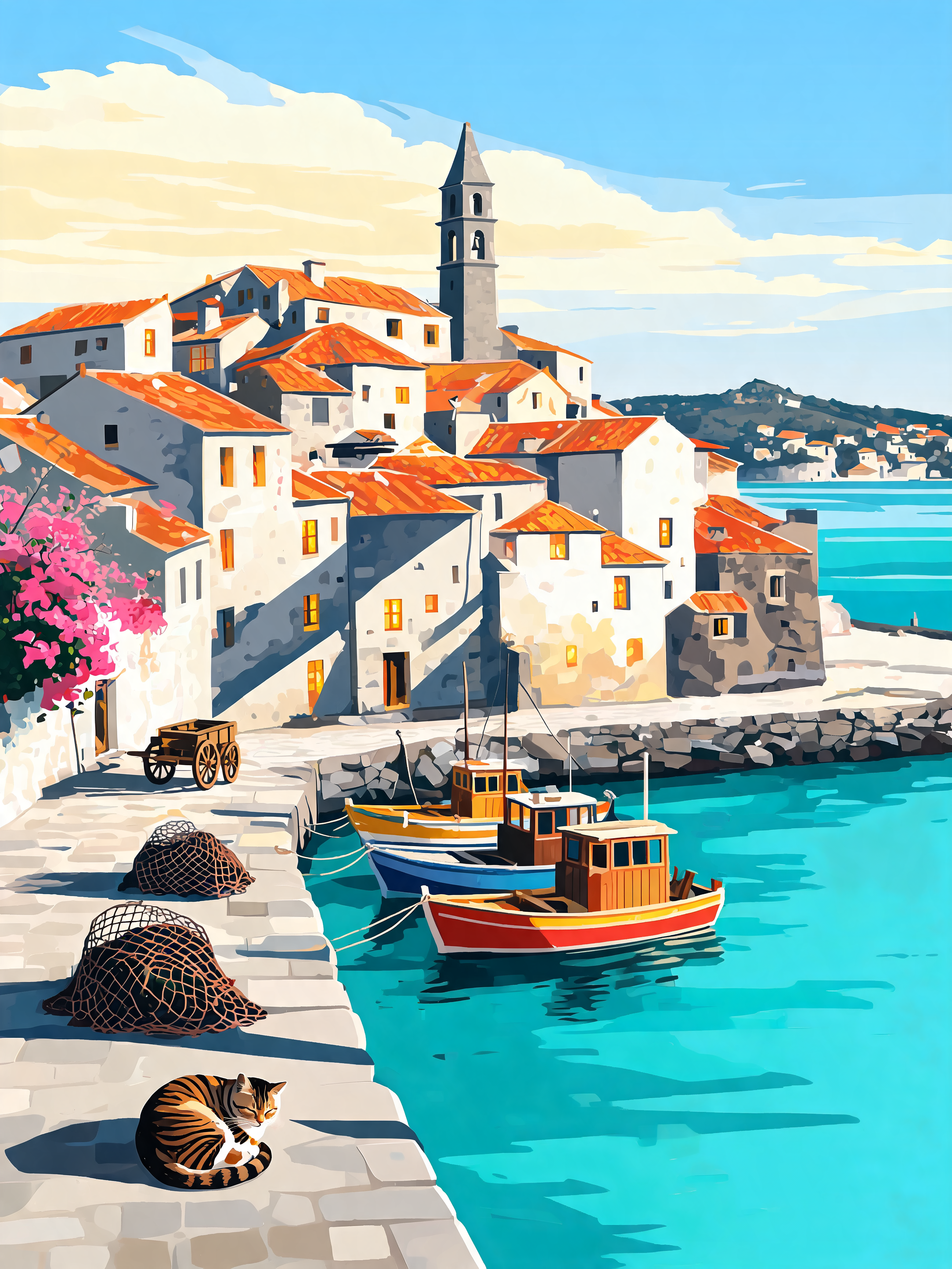 Croatian Harbor Boats